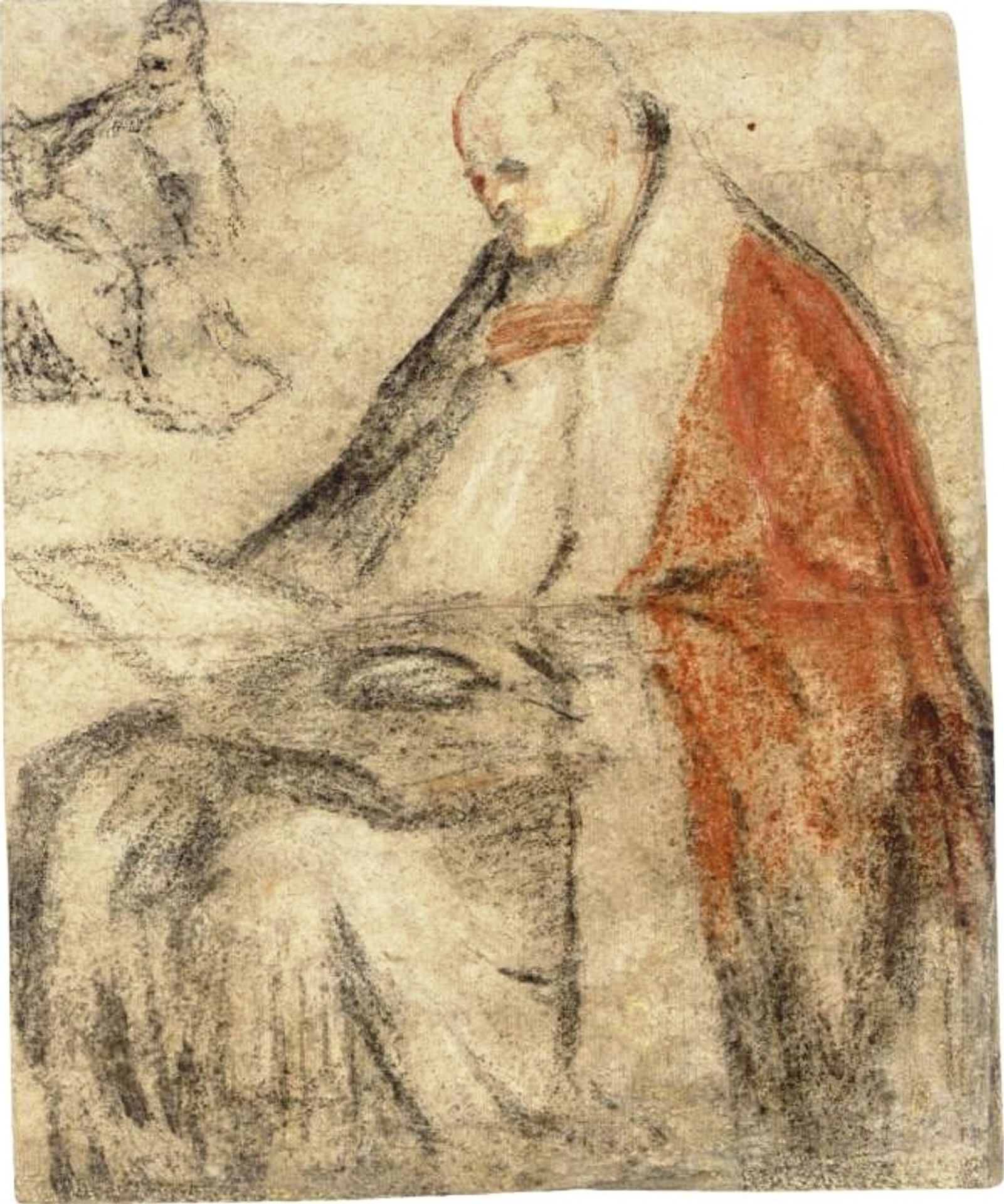 Study of a Seated Bishop Reading a Book on his Lap by Jacopo Bassano