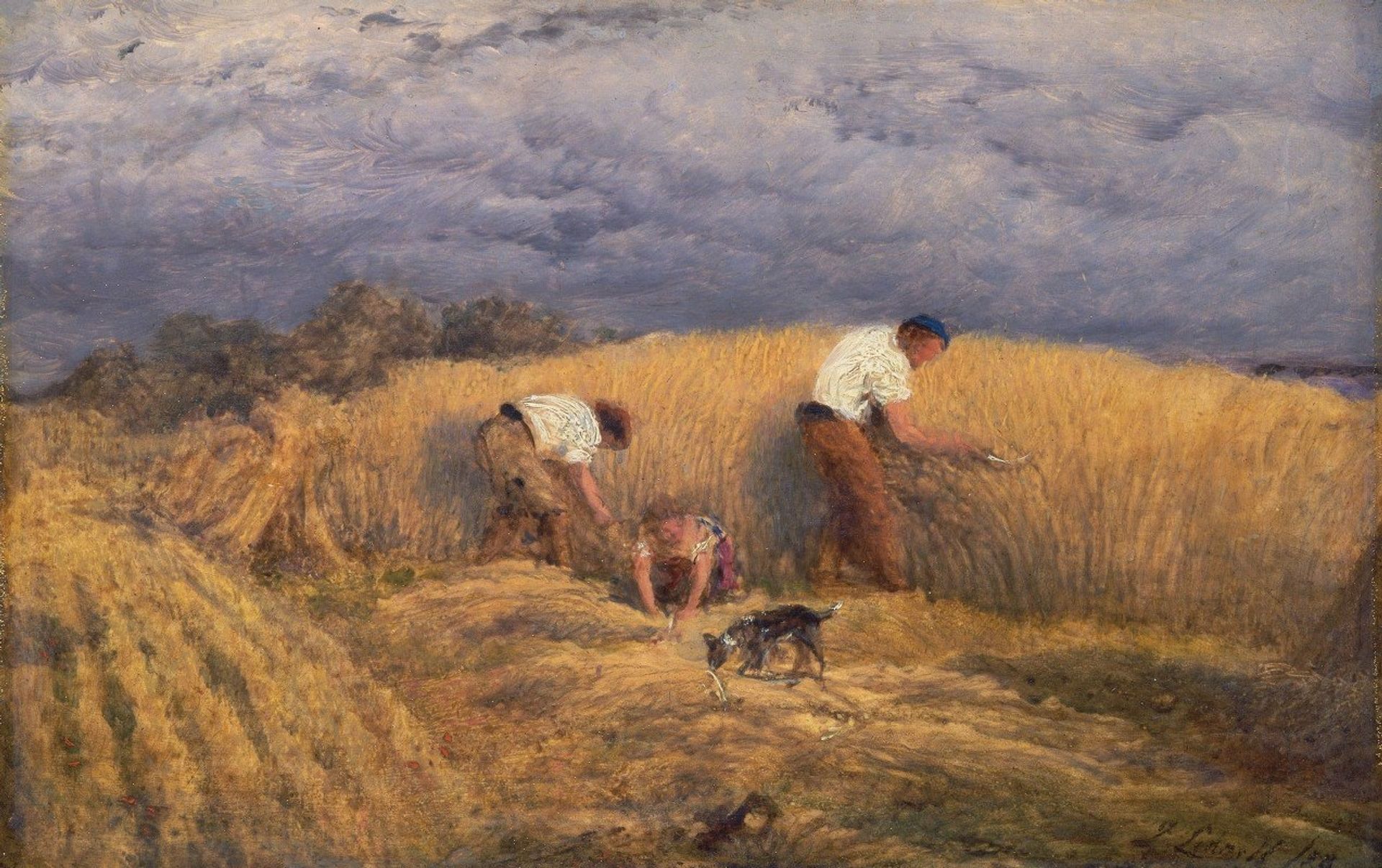 A Finished Study For ‘reaping’ by John Linnell