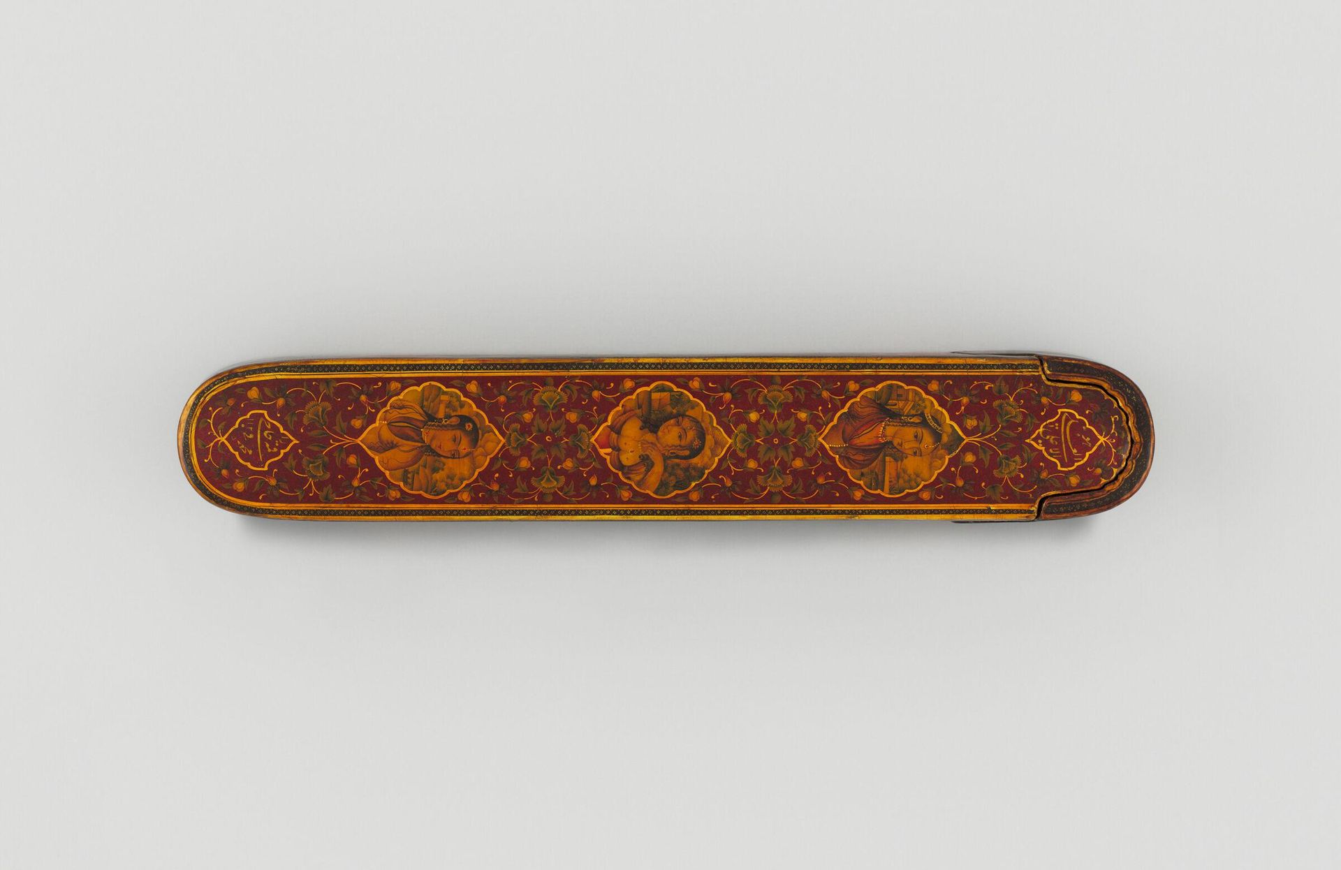 Pen Box with Portrait Medallions on Floral Ground by Haji Muhammad