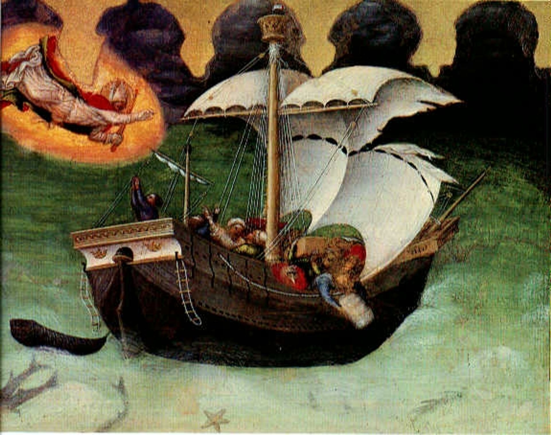 Quaratesi Altarpiece, St.Nicholas saves a storm tossed ship by Gentile da Fabriano