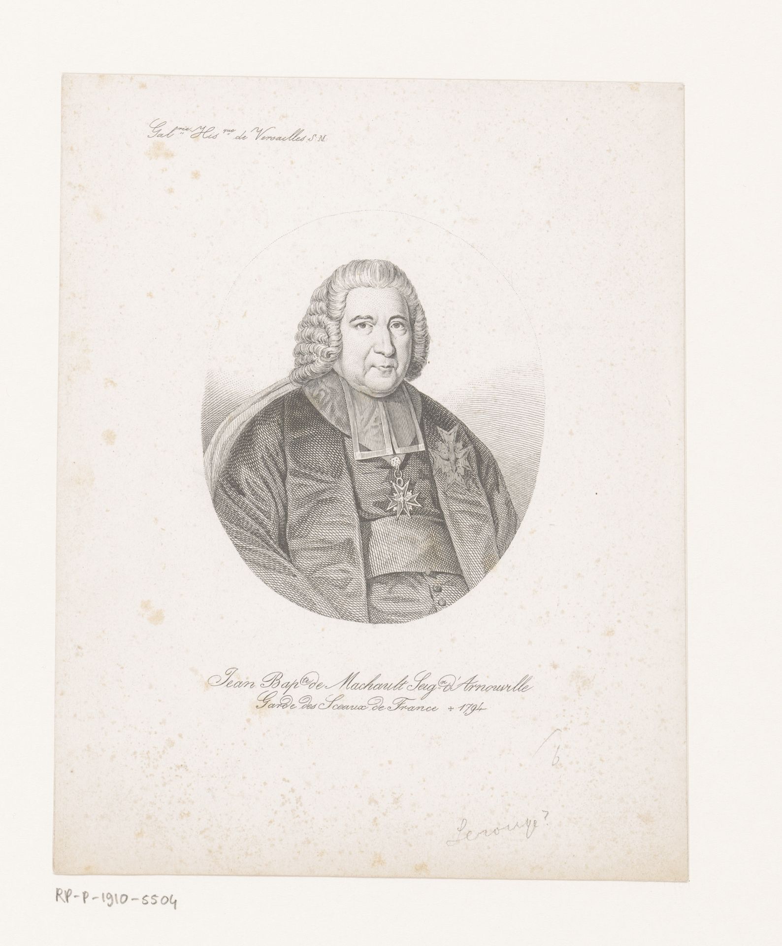 Portret van Jean-Baptiste de Machault d'Arnouville by Nicolas Edouard Lerouge