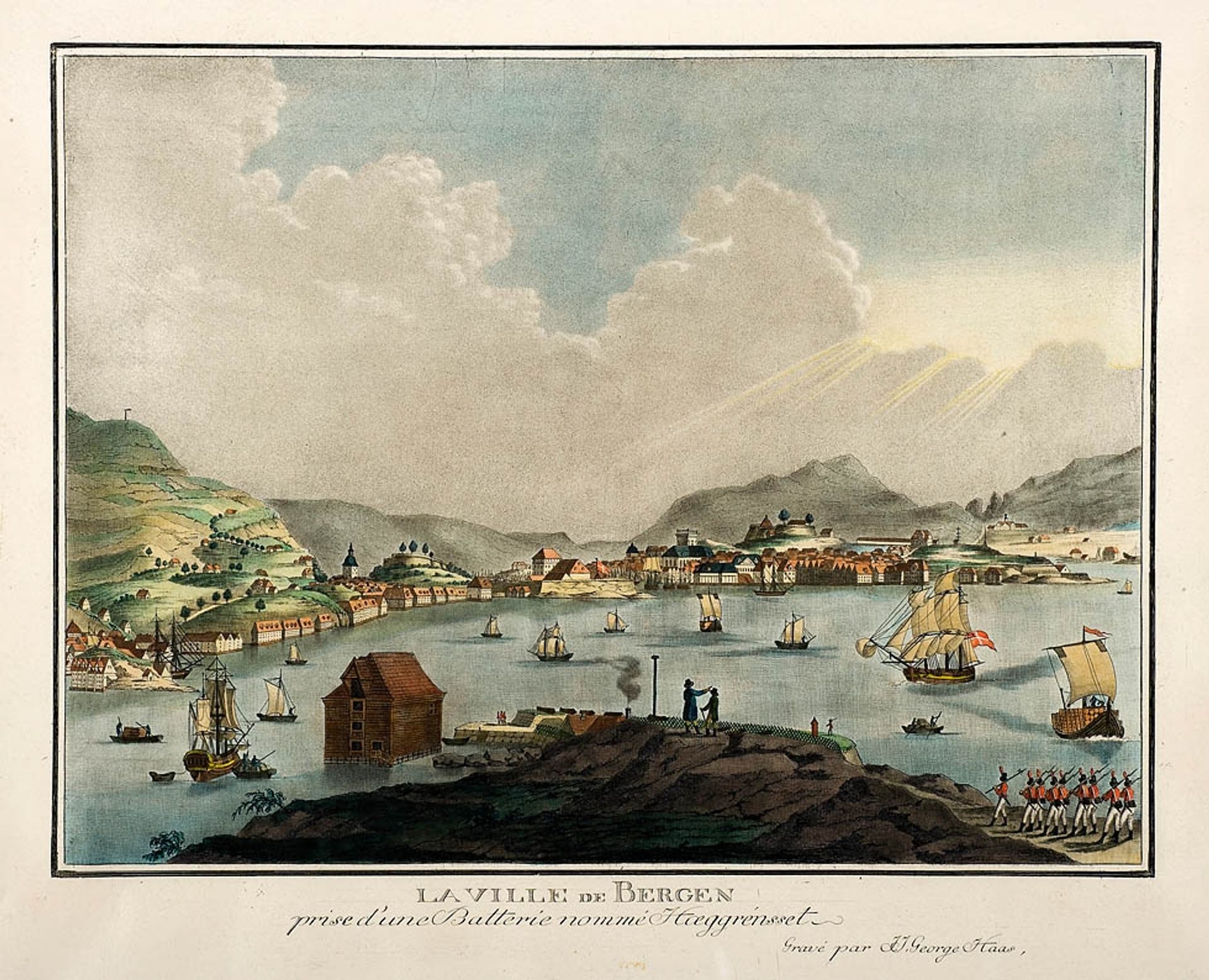 La Vile De Bergen Prise D' Une Batterie Nommé Hæggrénsset by Christian August Lorentzen