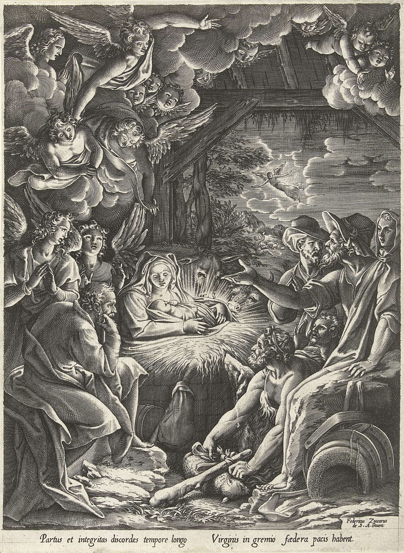 Aanbidding door de herders by Cornelis Cort