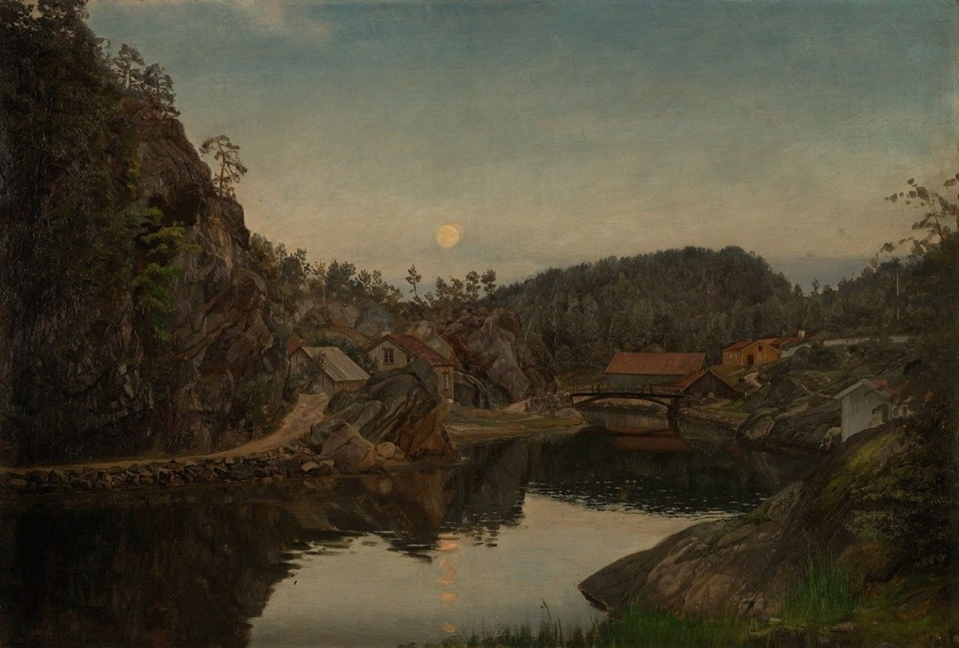 Aften. Mindalen, Risør by Amaldus Nielsen