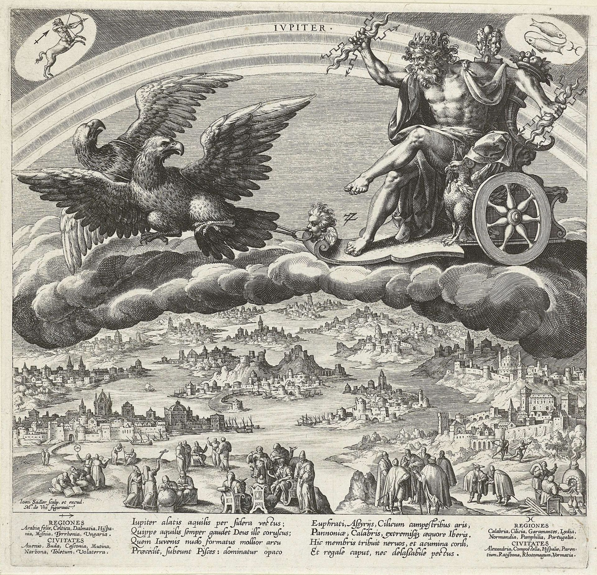 De planeet Jupiter en zijn invloed op de wereld by Johann Sadeler I