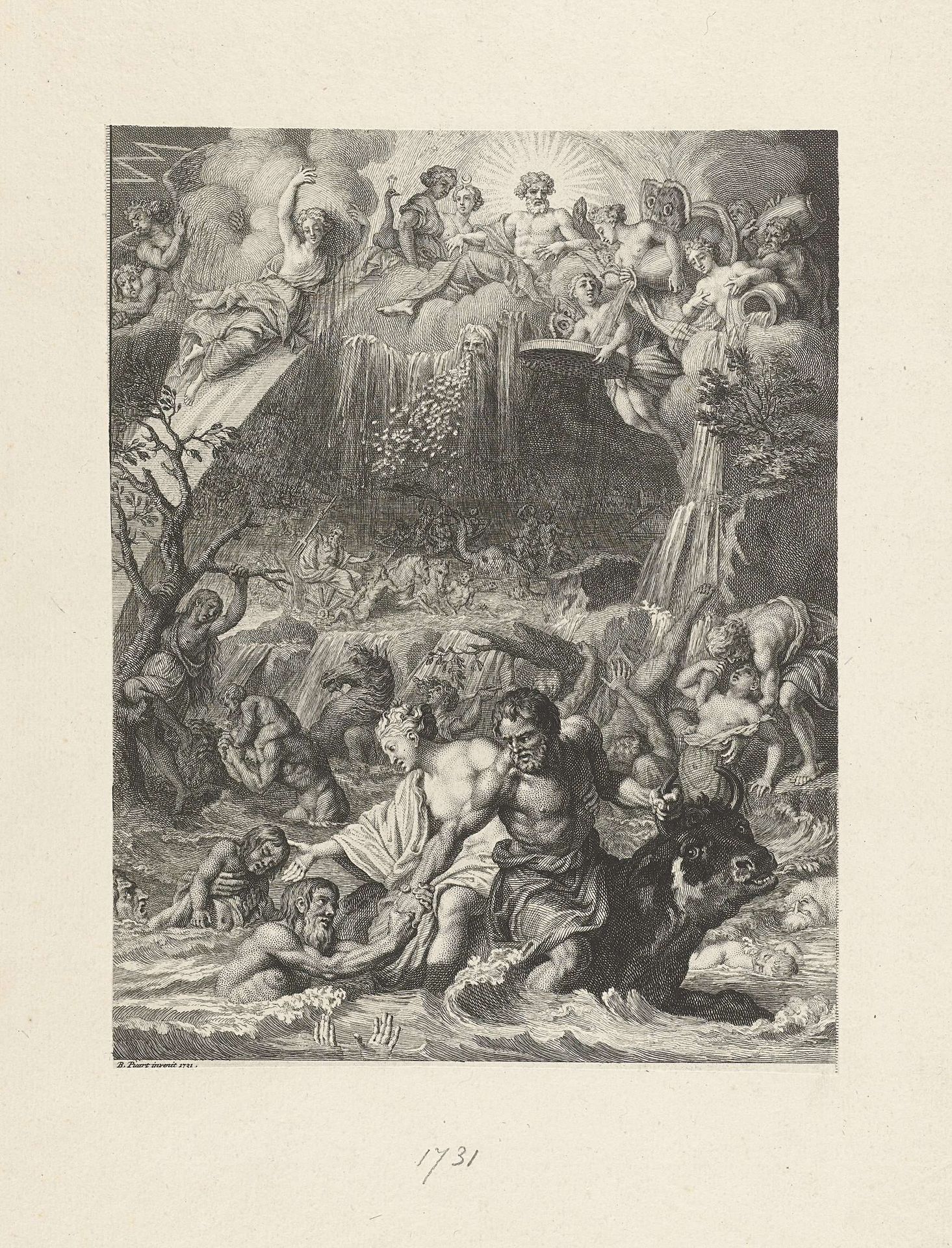 De zondvloed van Deucalion by Bernard Picart