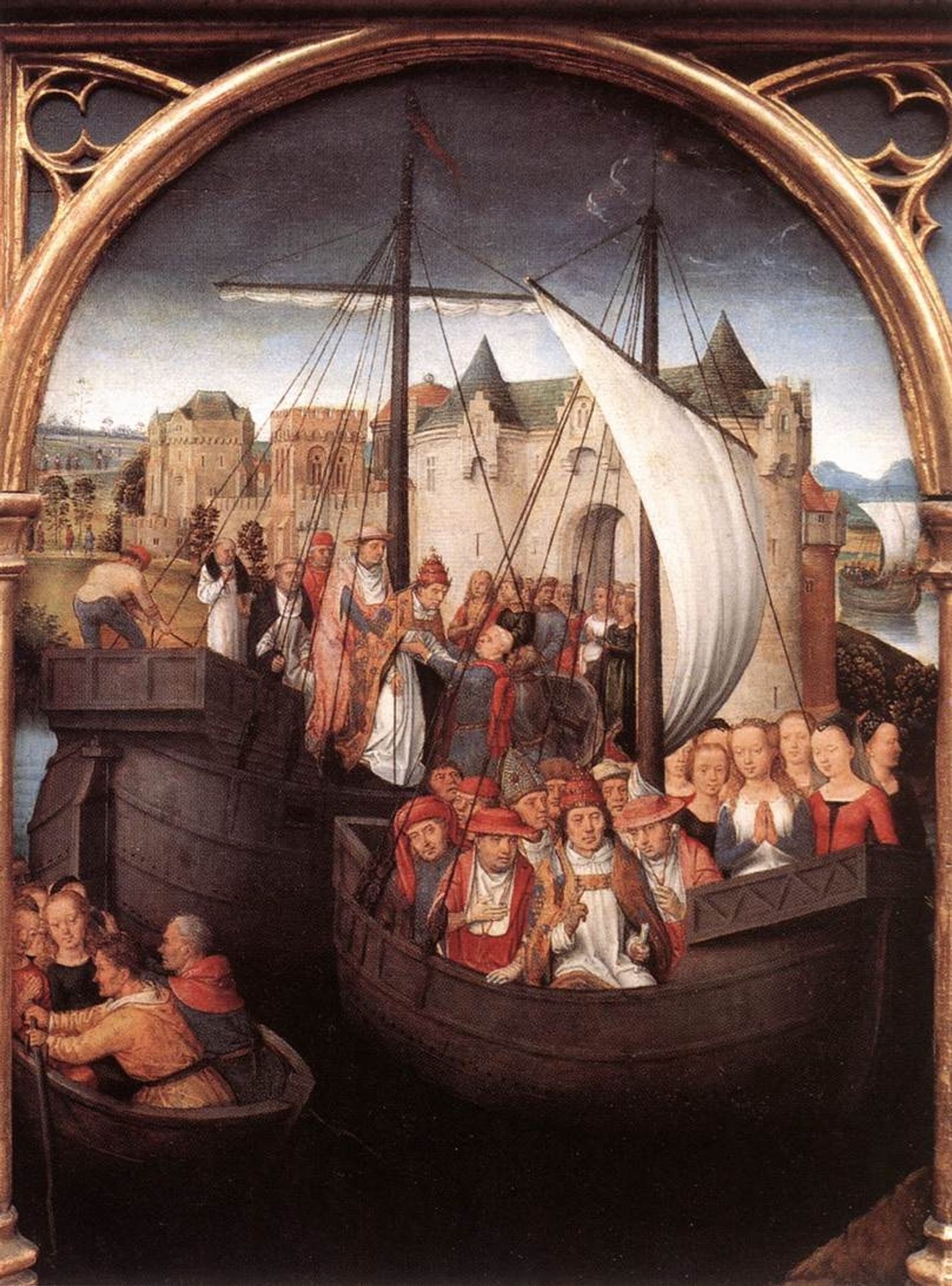 The Departure of Saint Ursula from Basle, panel from The Reliquary of St. Ursula by Hans Memling