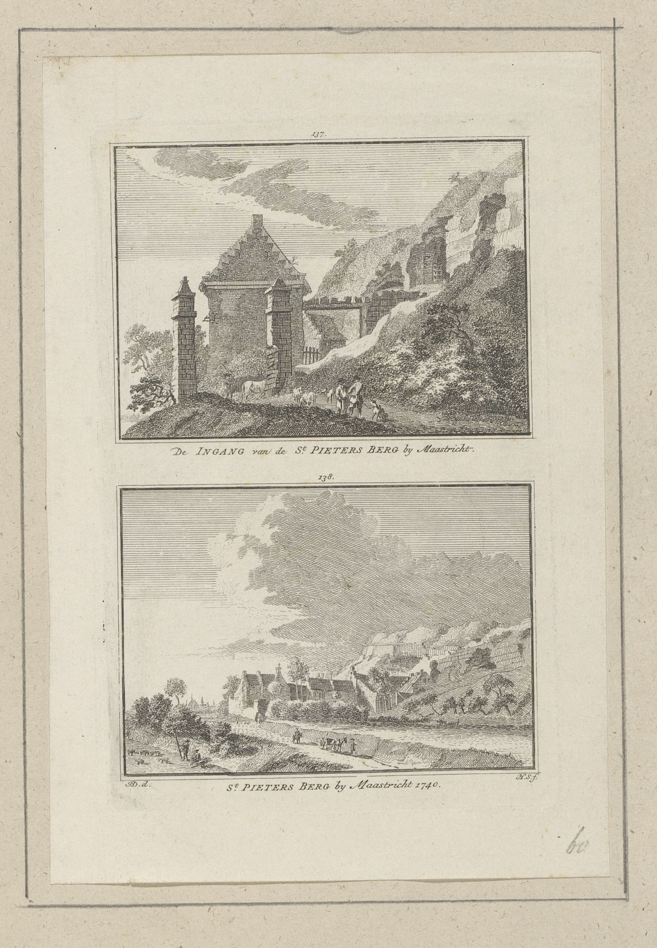 Gezicht op de ingang van de Sint-Pietersberg en gezicht op de Sint-Pietersberg, bij Maastricht by Hendrik Spilman