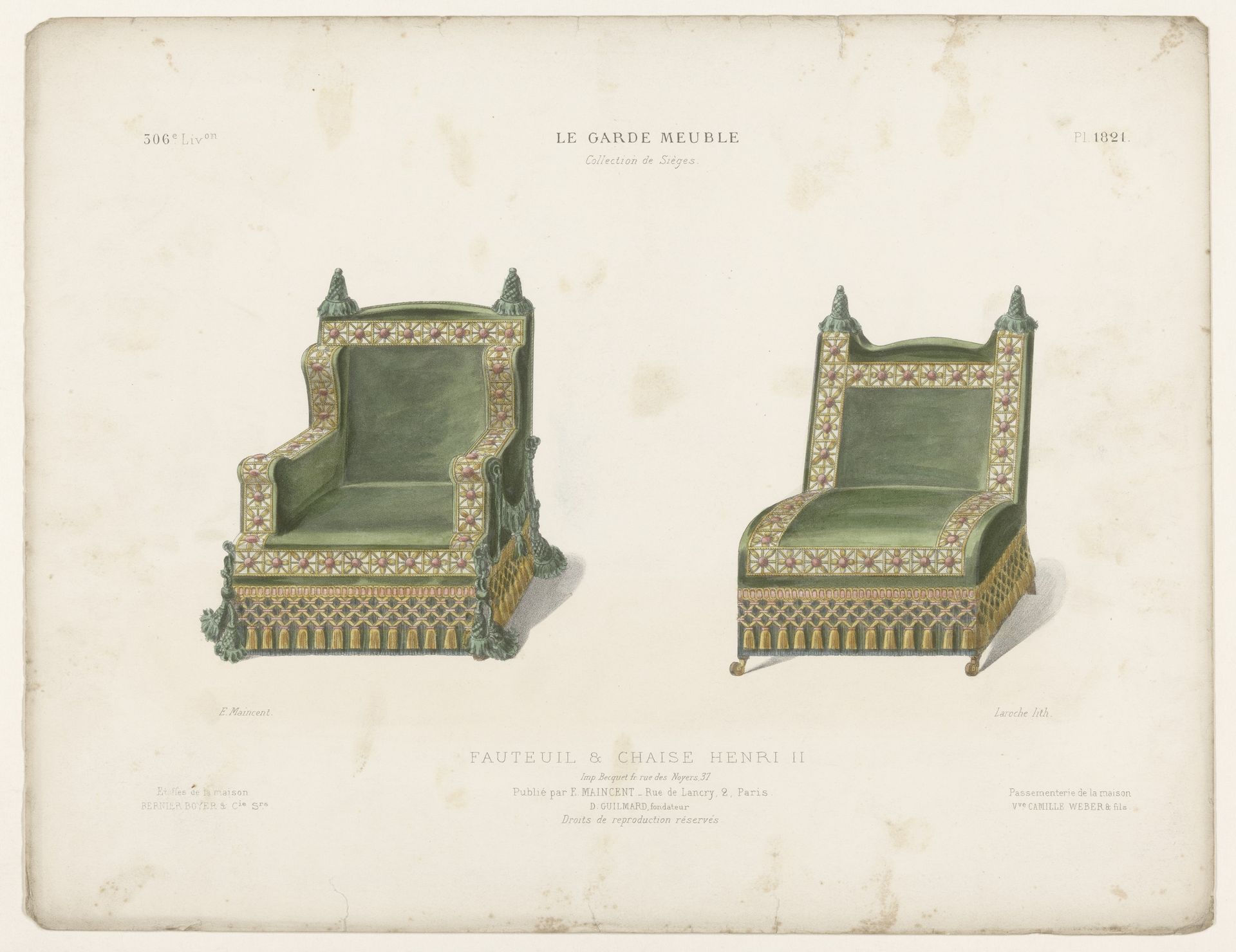 Fauteuil en stoel by Léon Laroche