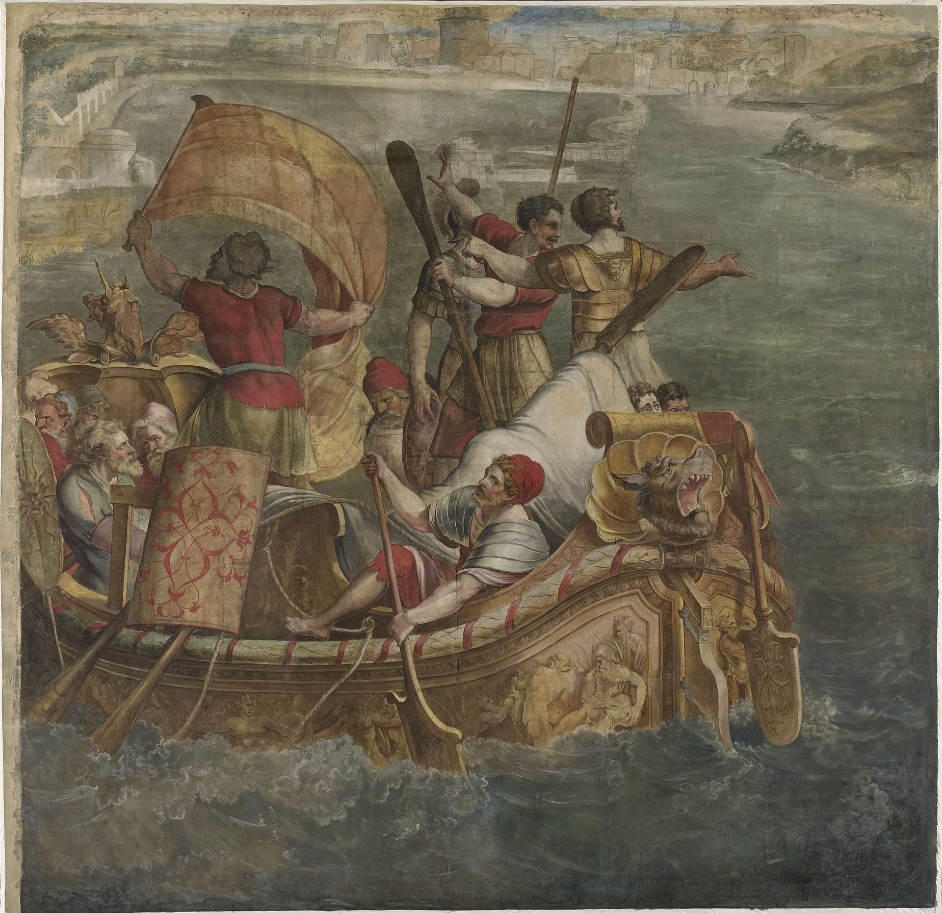 Landing van Scipio Africanus bij Carthago by Michiel Coxie (I)