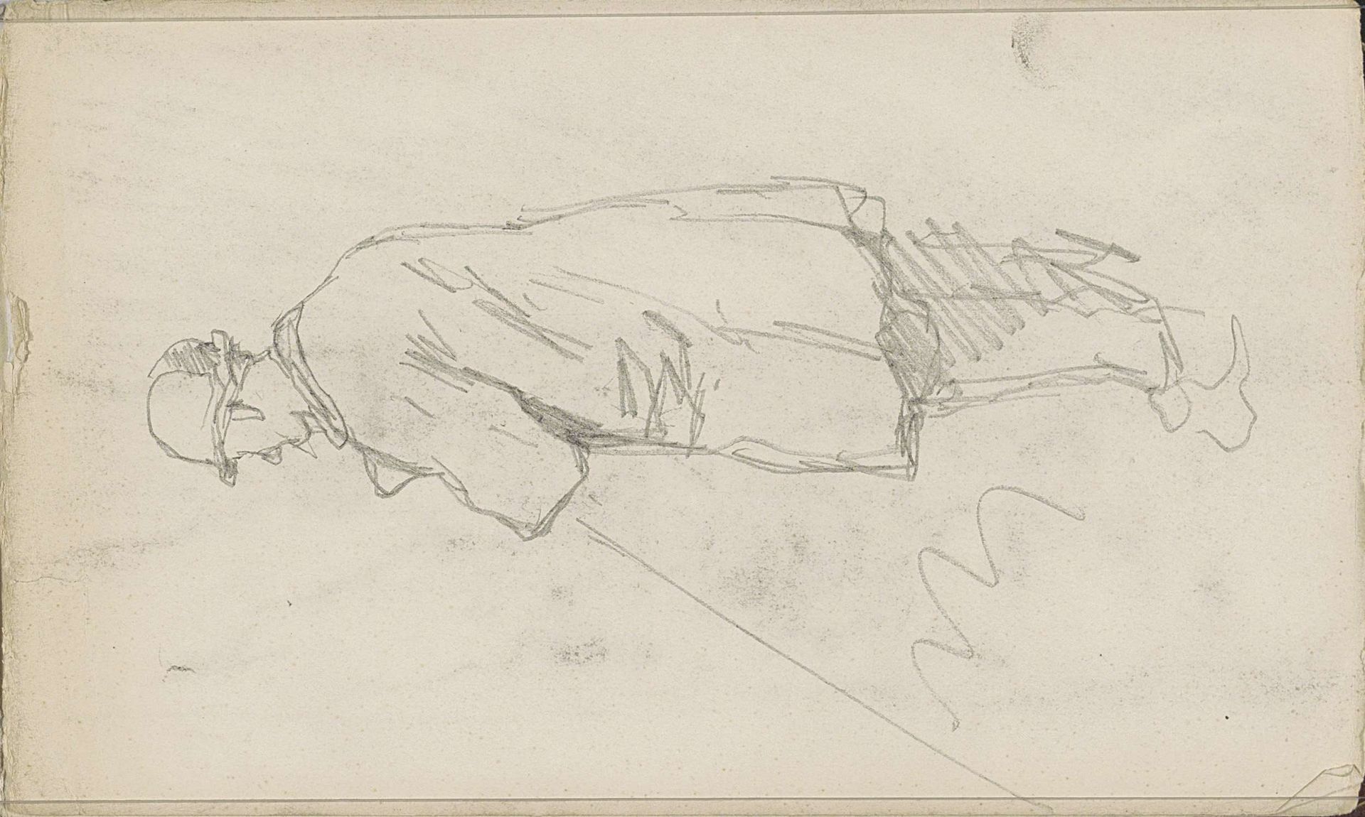 Staande man met een pet en een jas tot op de knie by Anton Mauve