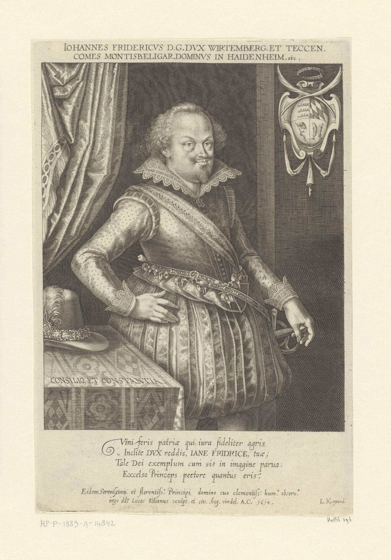 Portret van Johann Friedrich von Württemberg by Lucas Kilian