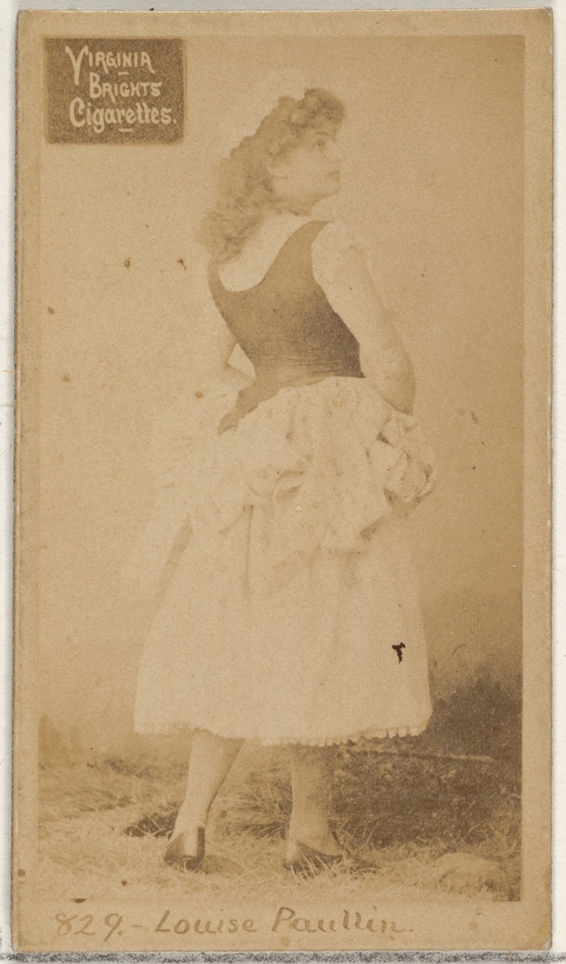Card 829, Louise Paullin, from the Actors and Actresses series (N45, Type 2) for Virginia Brights Cigarettes by Allen & Ginter