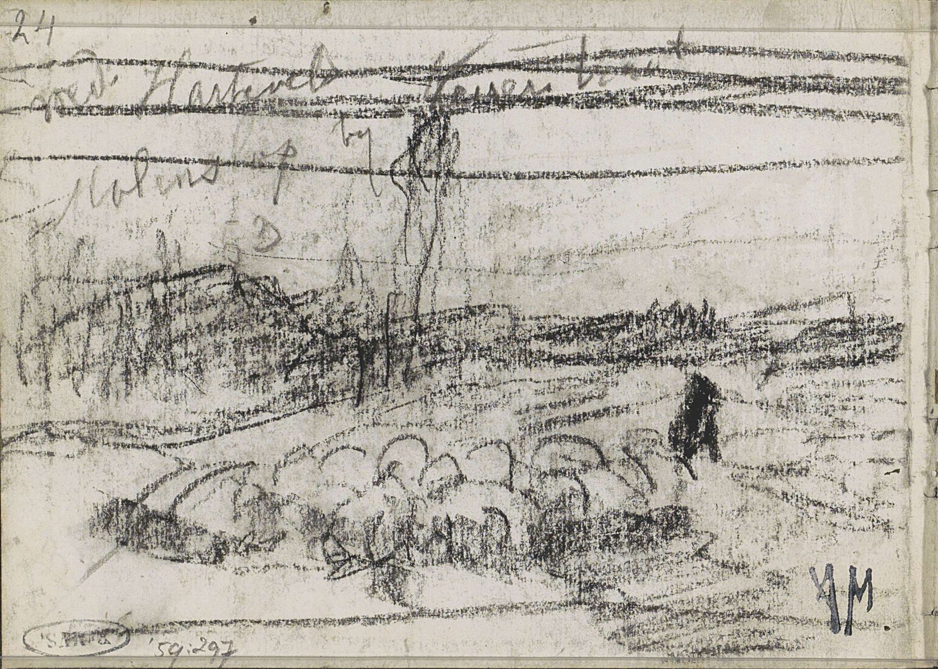 Herder met een schaapskudde in een landschap by Anton Mauve