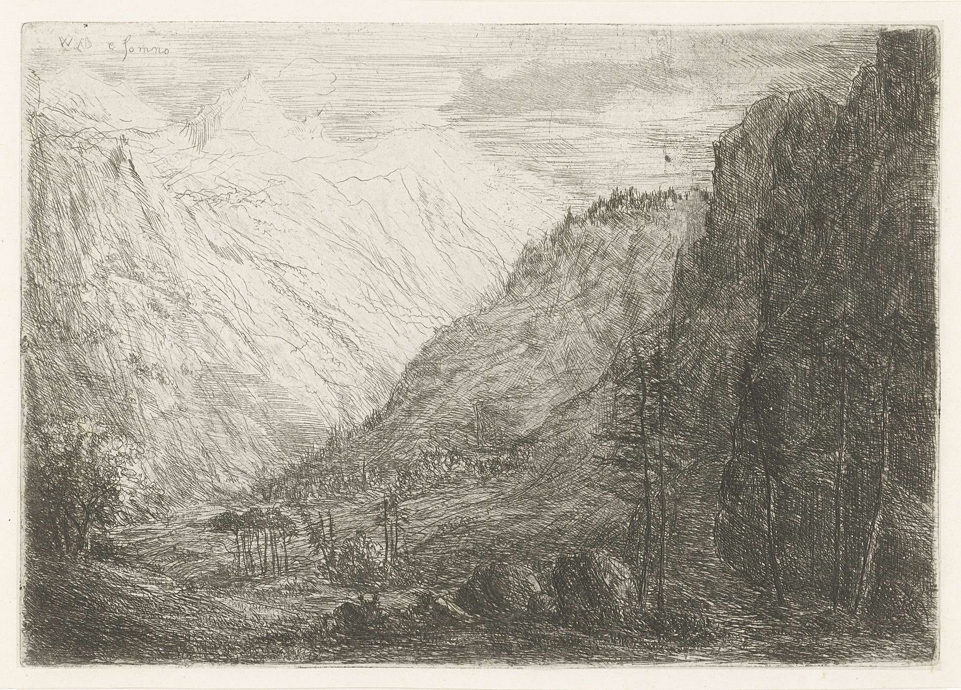 Gezicht op bergdal by Willem Matthias Jan van Dielen