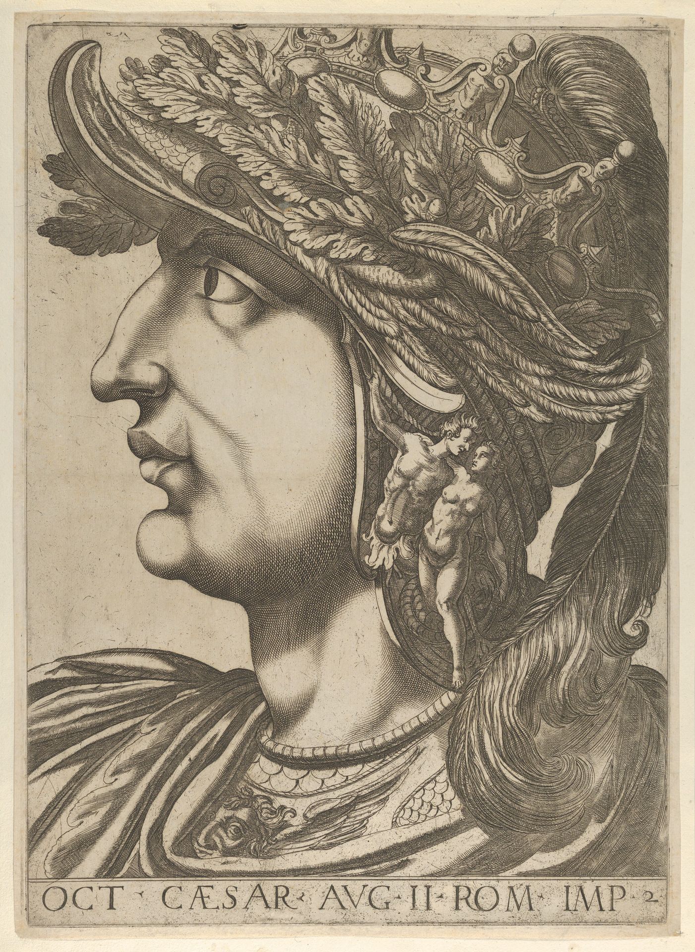Plate 2: Octavius in profile to the left, from 'The Twelve Caesars' by Anonymous