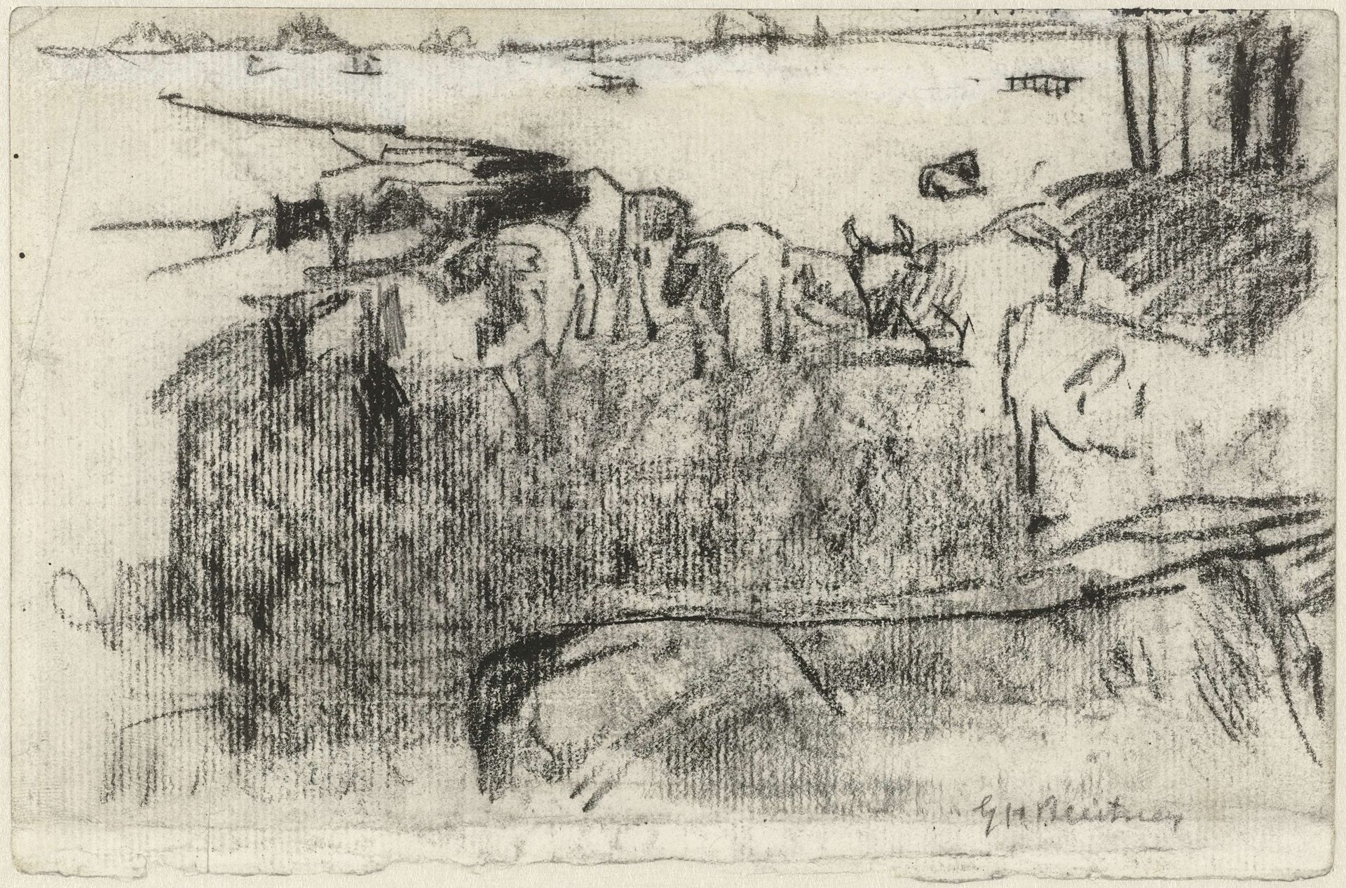 Weide met koeien by George Hendrik Breitner