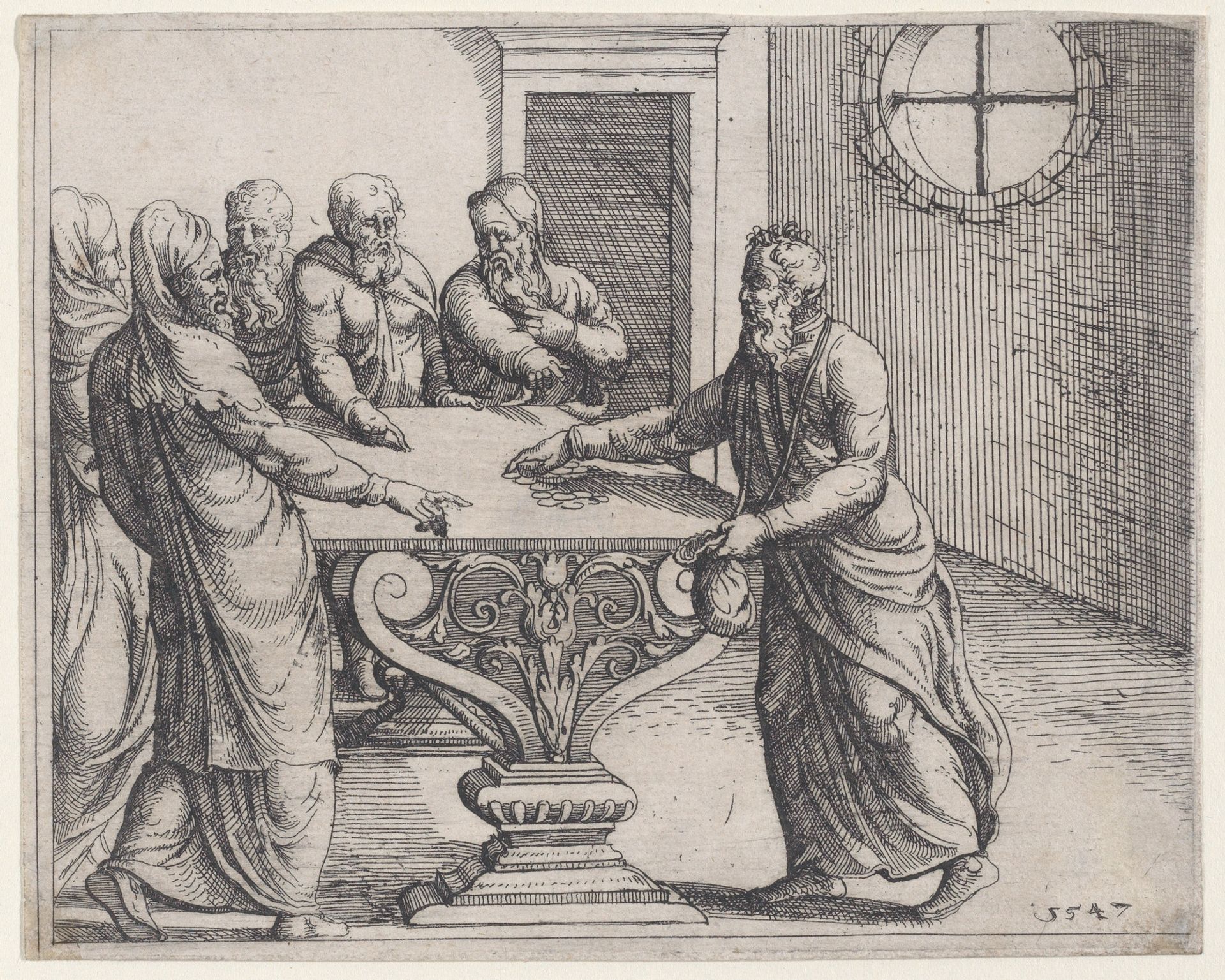 Judas Receiving the Wages of His Treason, from Old and New Testaments by Augustin Hirschvogel