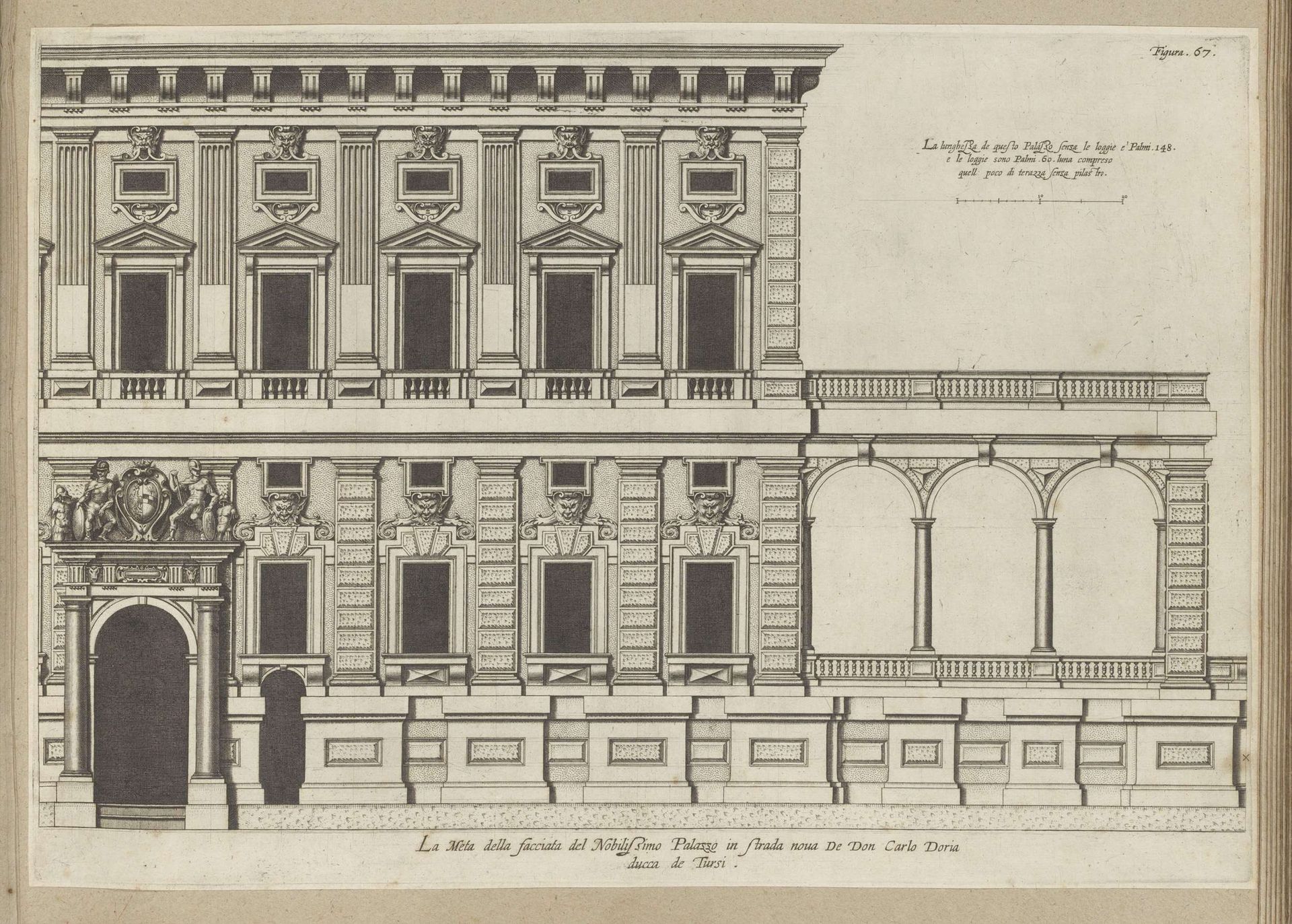 Opstand van de halve façade van Palazzo Doria-Tursi te Genua by Nicolaes Ryckmans
