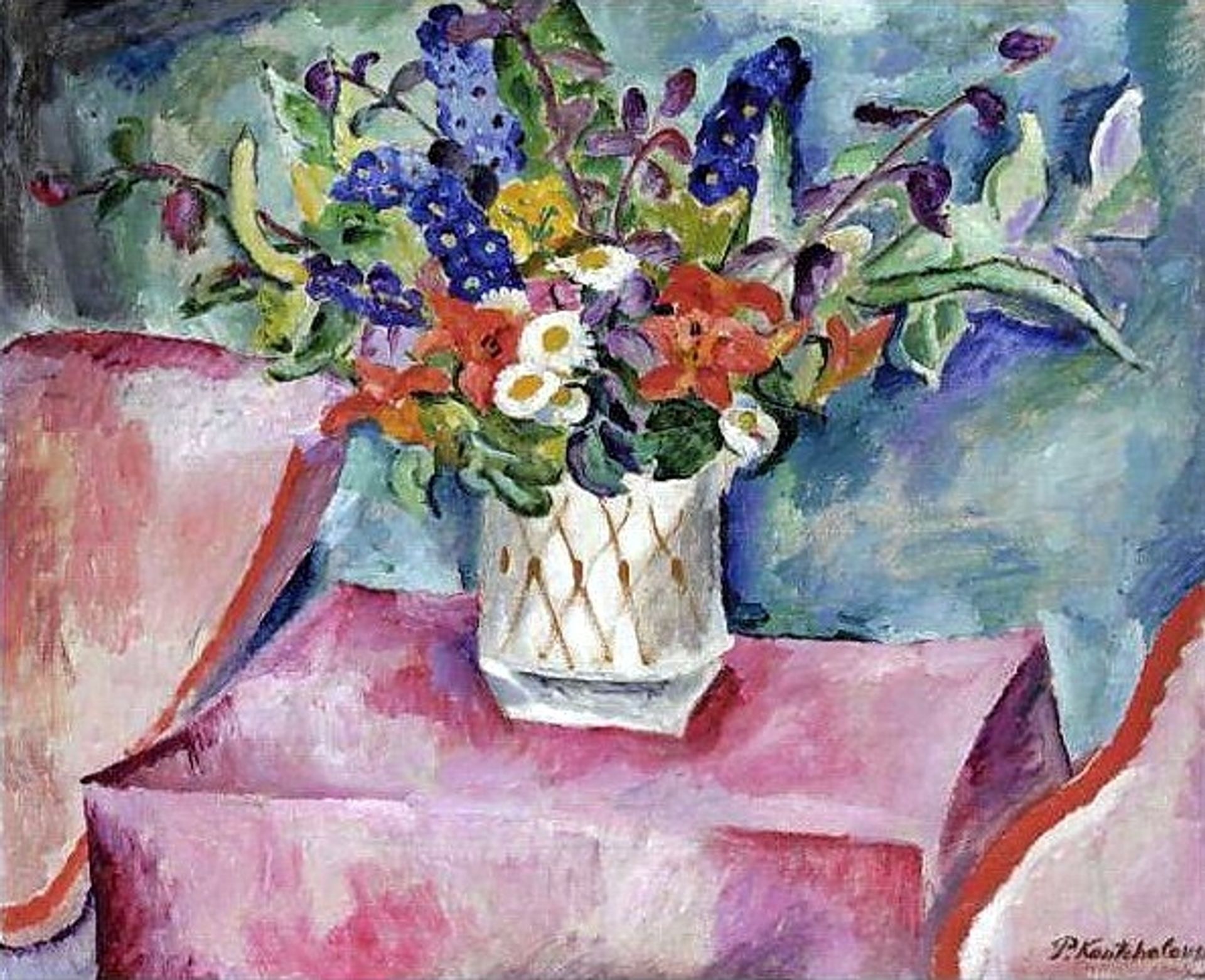 Still Life. Flowers in pink. by Pyotr Konchalovsky