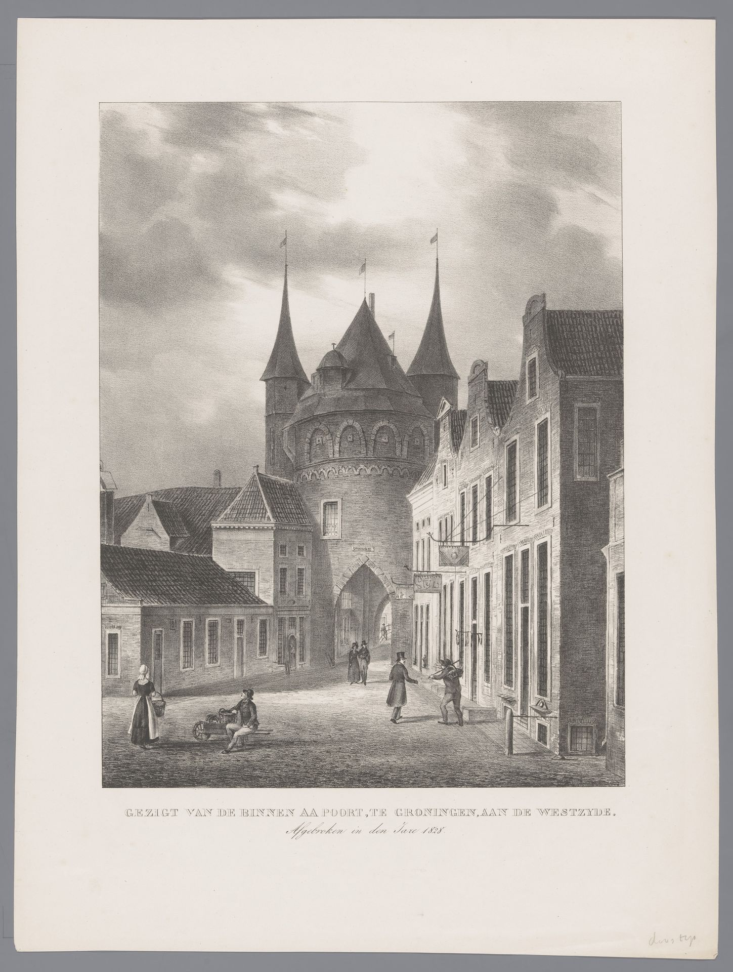 Gezicht op de Aa poort te Groningen aan de westkant by Anonymous