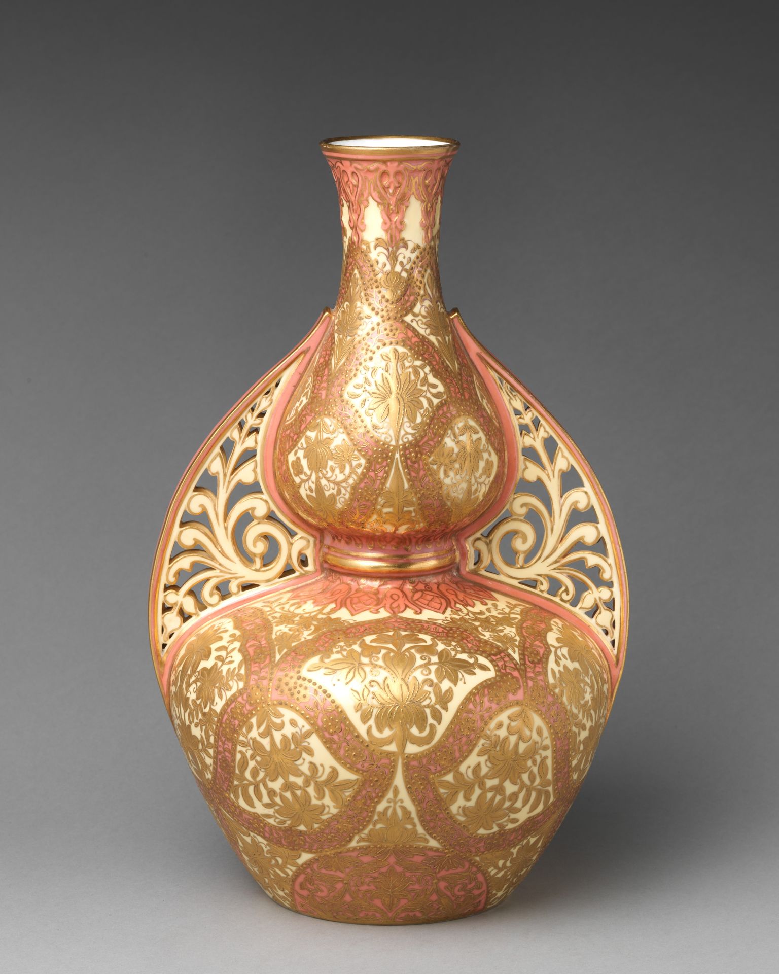 Islamic-style jar with pierced handles by Crown Derby