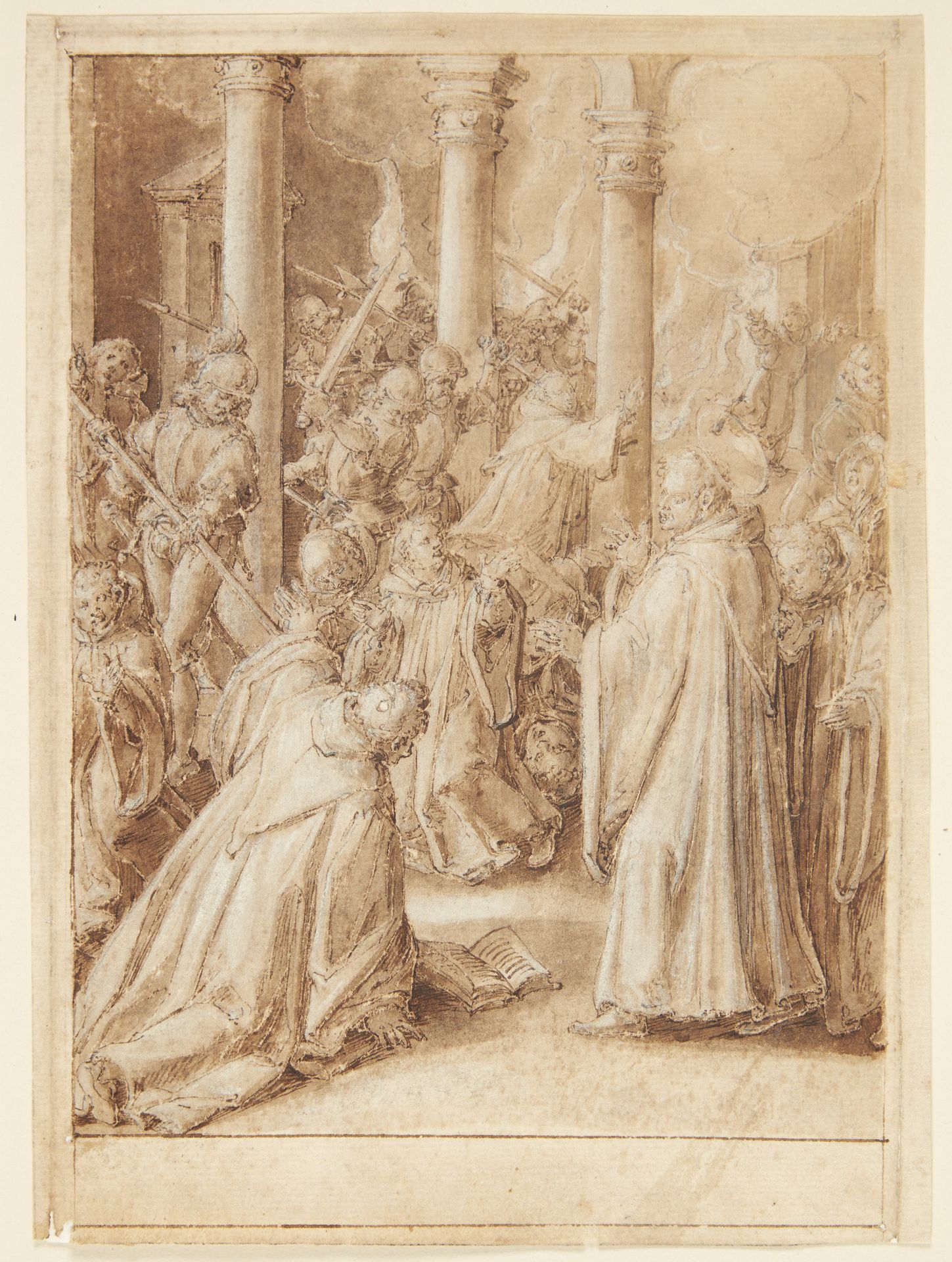 S. Giovanni Alberti Fiorentinos historie. De af bispen af Firenze udsendte soldater overfalder det kloster, hvori de tror, at Giovanni Alberti er(?) by Jan van der Straet