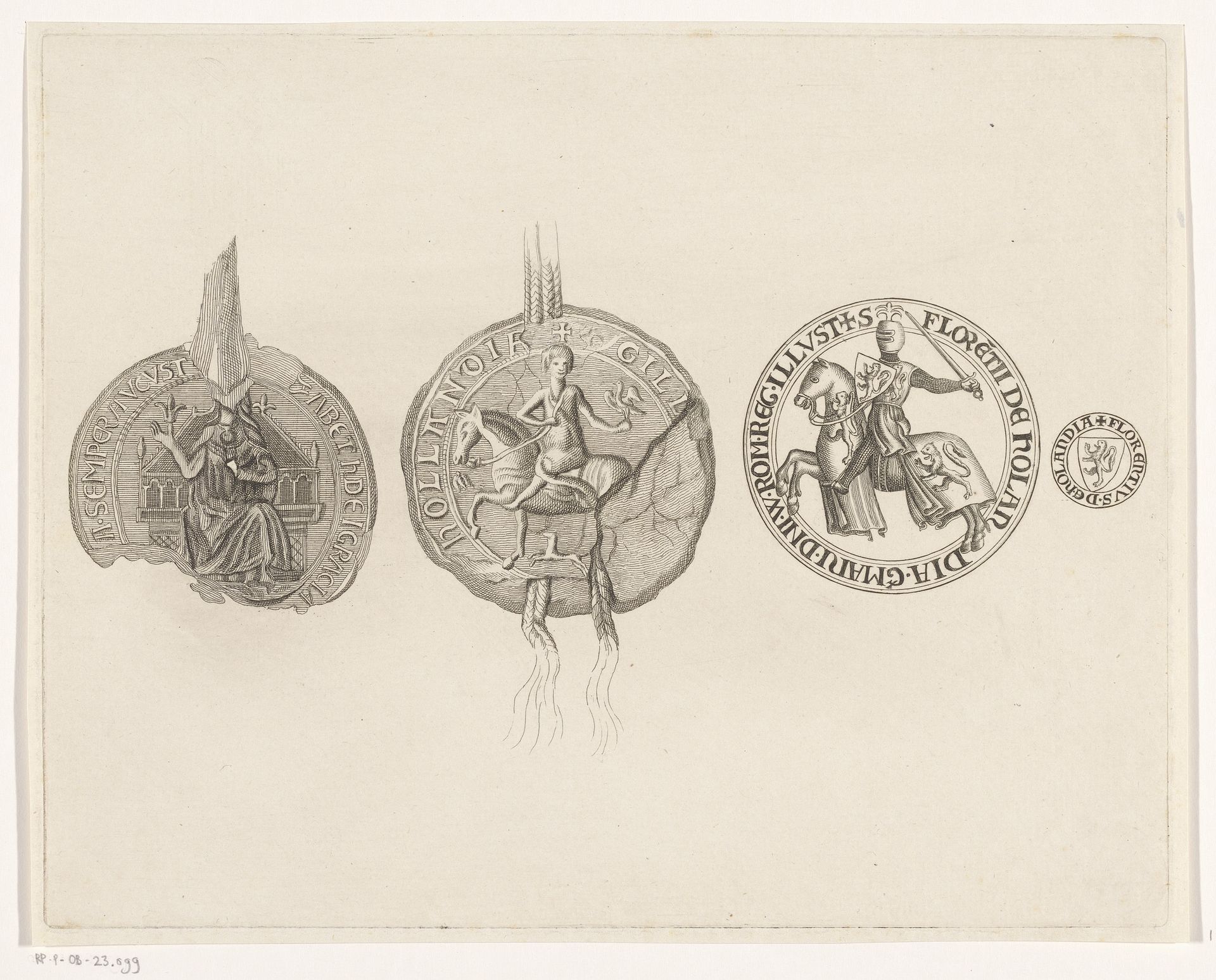 Drie grote zegels en een kleine by Pieter de Mare
