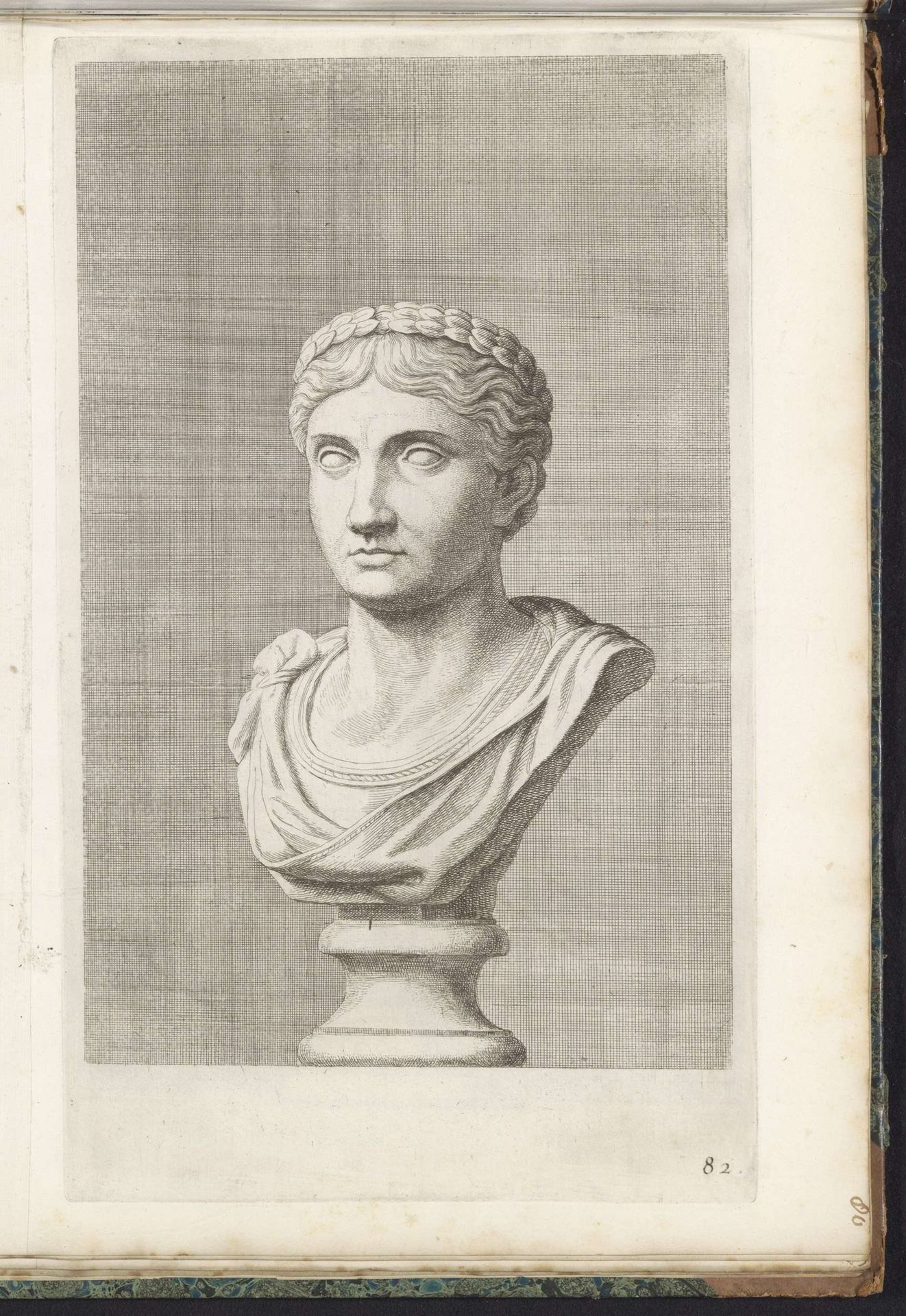 Buste van een jonge man met lauwerkrans, naar links by Hubert Quellinus