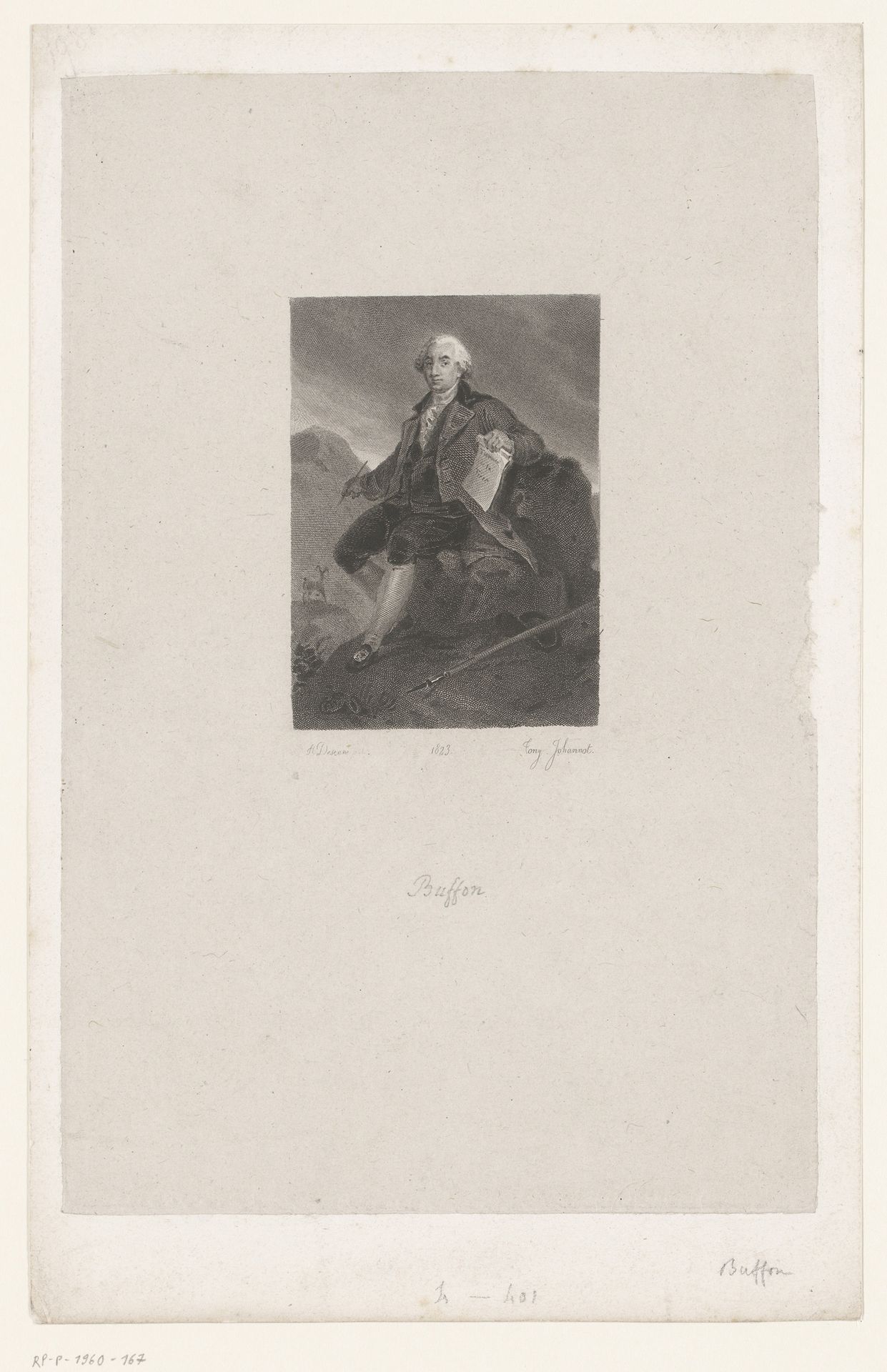 Portret van Georges-Louis Leclerc in een berglandschap by Tony Johannot