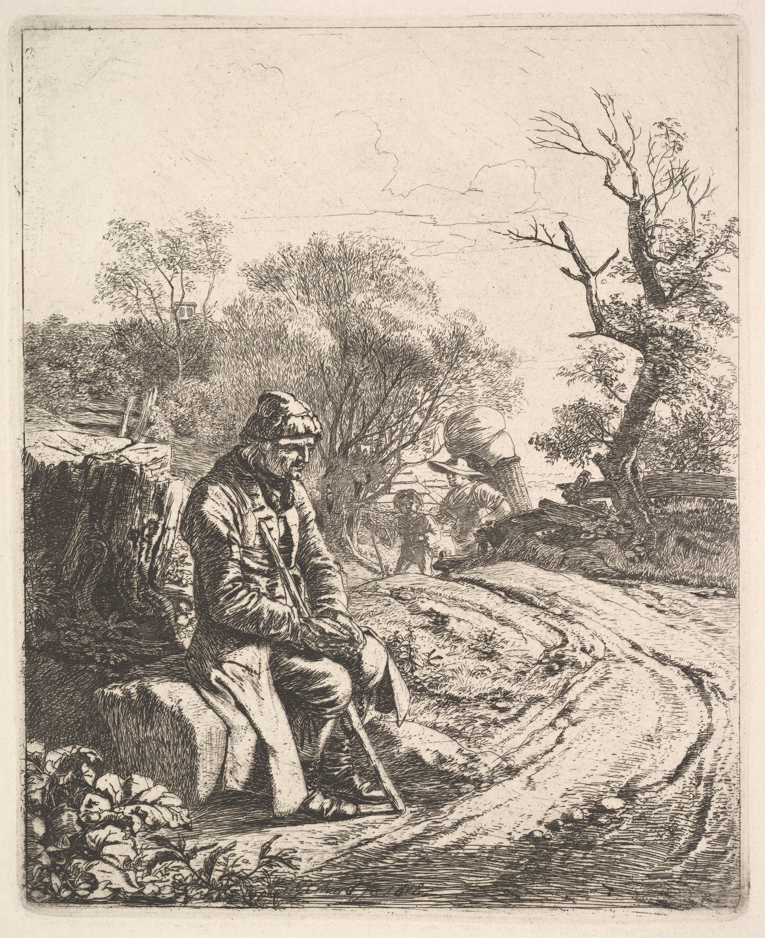 An Old Man Sitting on the Roadside by Johann Christoph Erhard