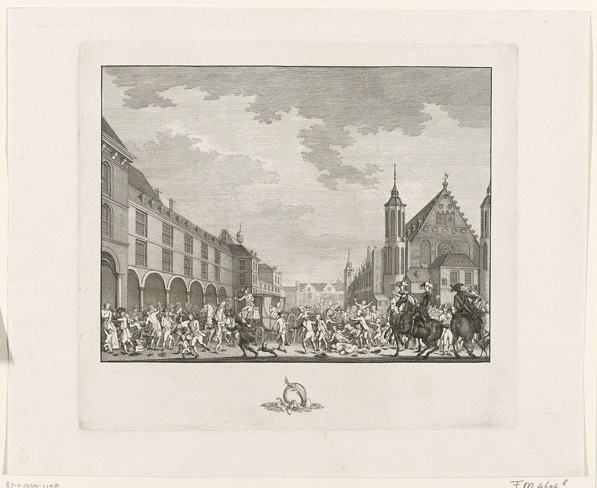 Aanslag op de Gedeputeerden van Dordrecht als zij door de Stadhouderspoort het Binnenhof op rijden, 1786 by Anonymous