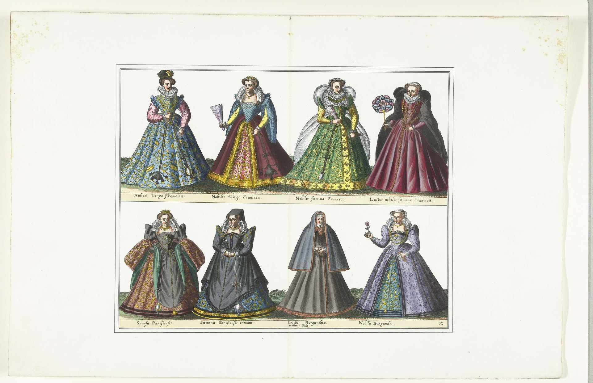 Dubbele plaat met acht vrouwen gekleed volgens de Franse mode, ca. 1580 by Anonymous
