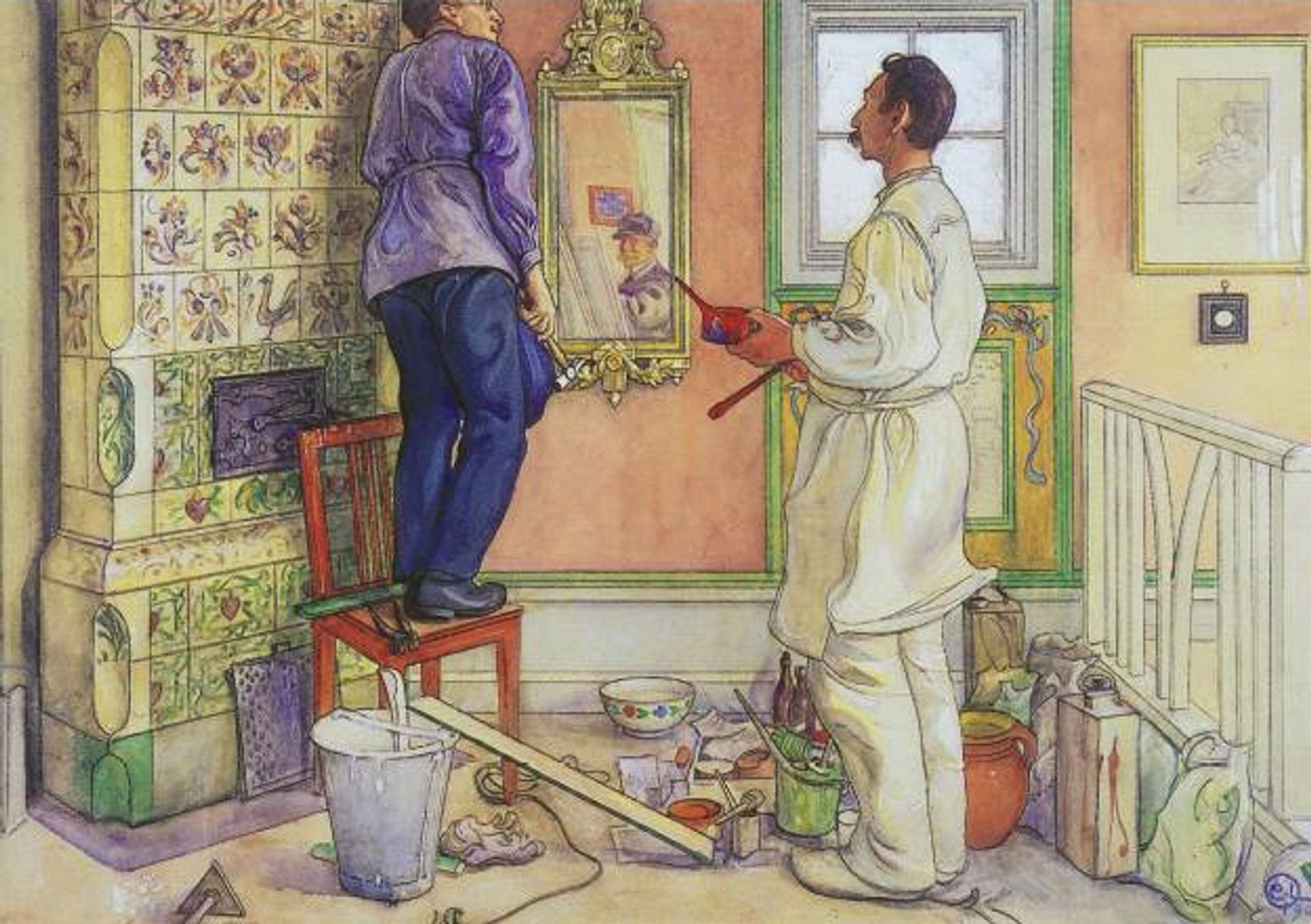 My friends, the Carpenter and the Painter by Carl Larsson