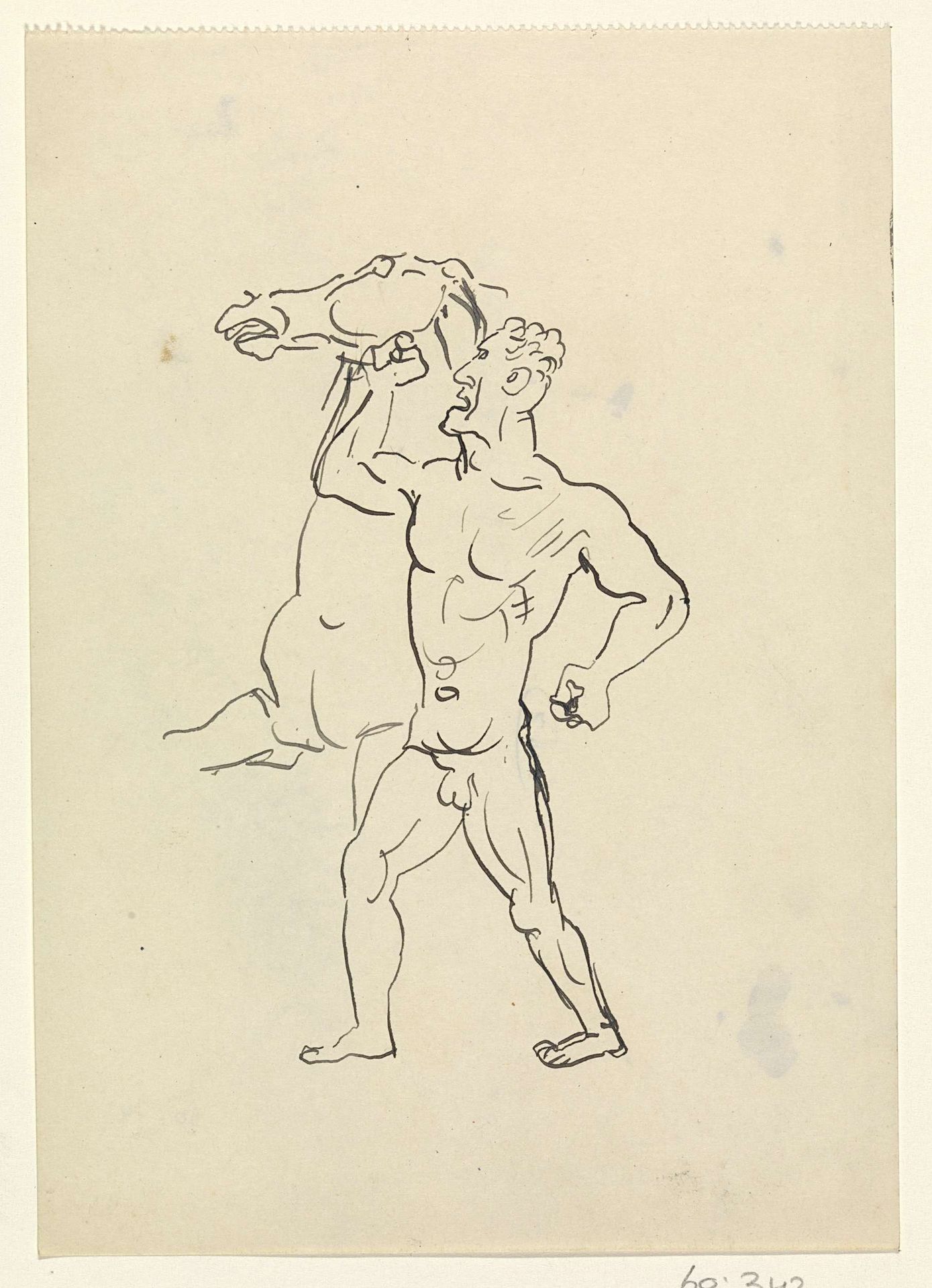 Man houdt een paard in toom by Leo Gestel