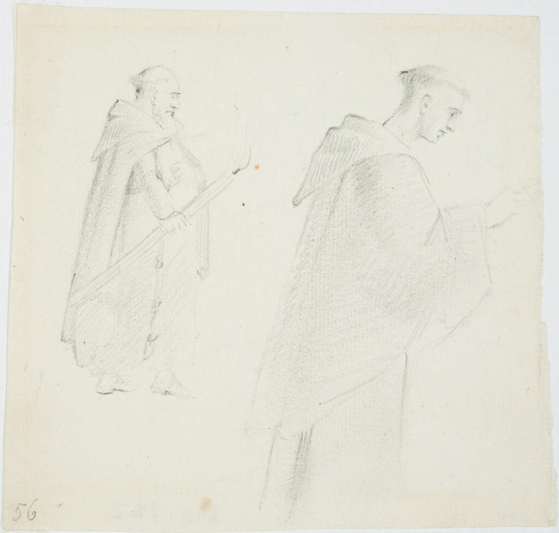 Studies of Two Monks in Profile, for "Spalatro's Vision of the Bloody Hand" by Washington Allston