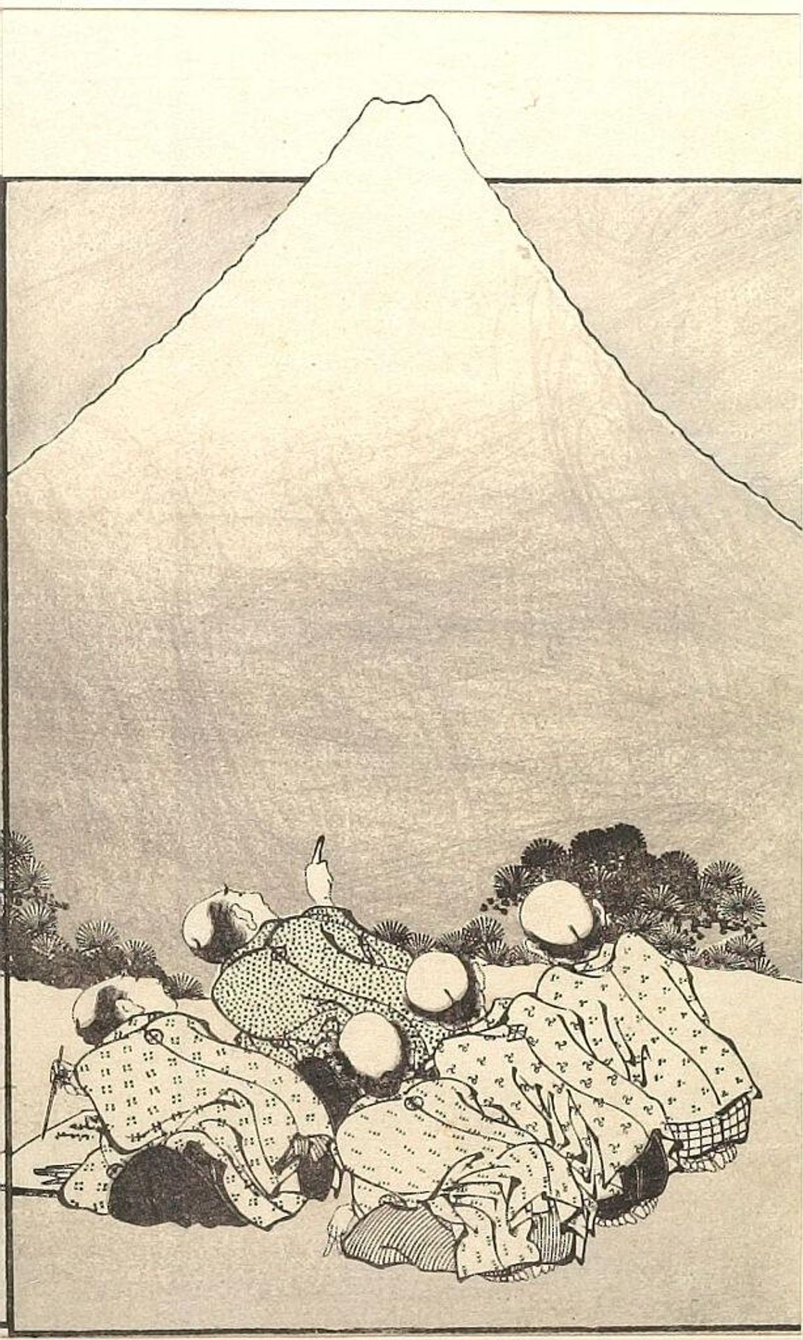 Appearance of Mount Fuji in the 5th Year of KÅrei (KÅrei gonen Fujimine shutsugen): Detatched page from One Hundred Views of Mount Fuji (Fugaku hyakkei) Vol. 1 by Katsushika Hokusai
