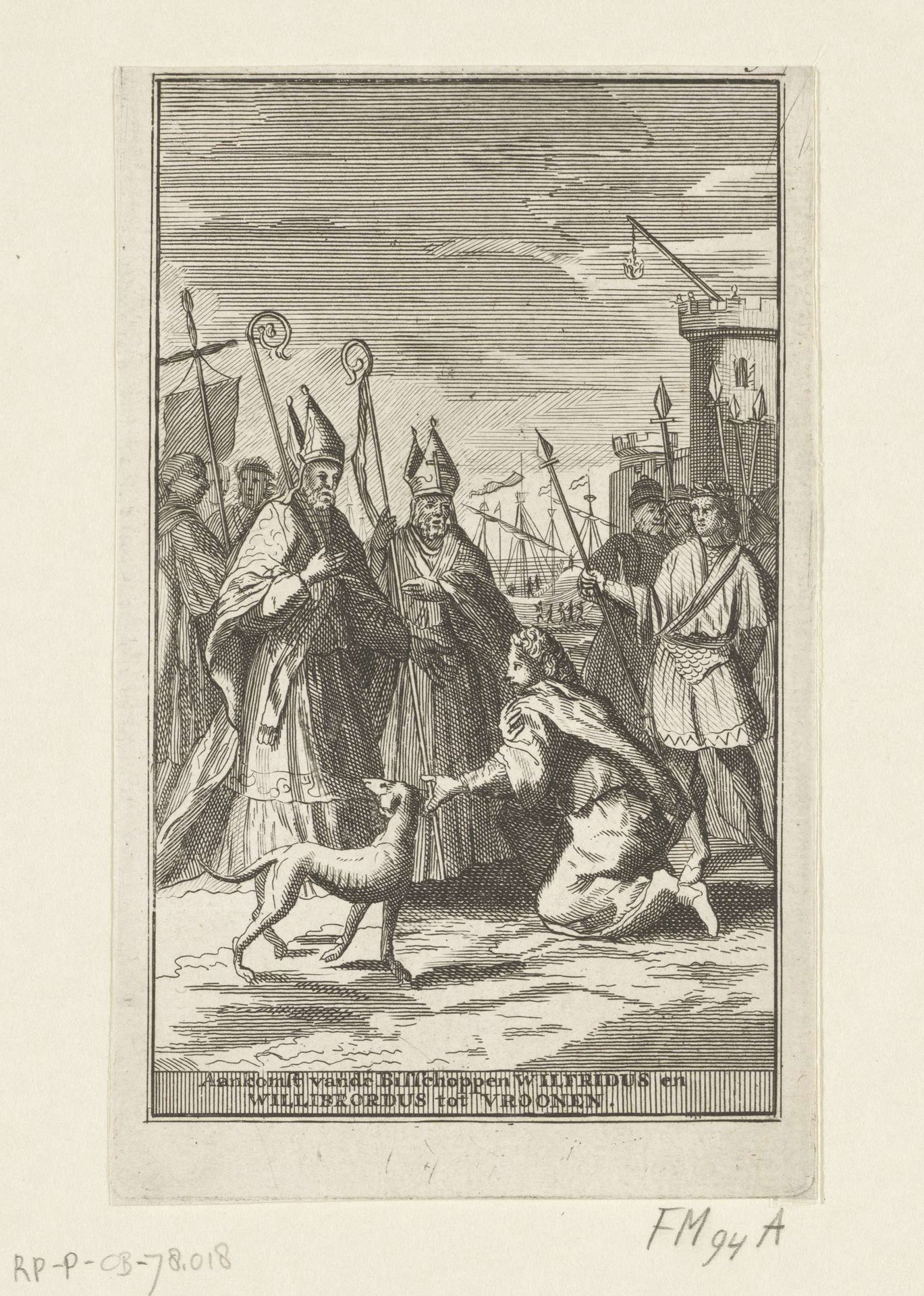 Aankomst van de bisschoppen Willibrord en Wilfridus in Vronen in 698 by Pieter van den Berge