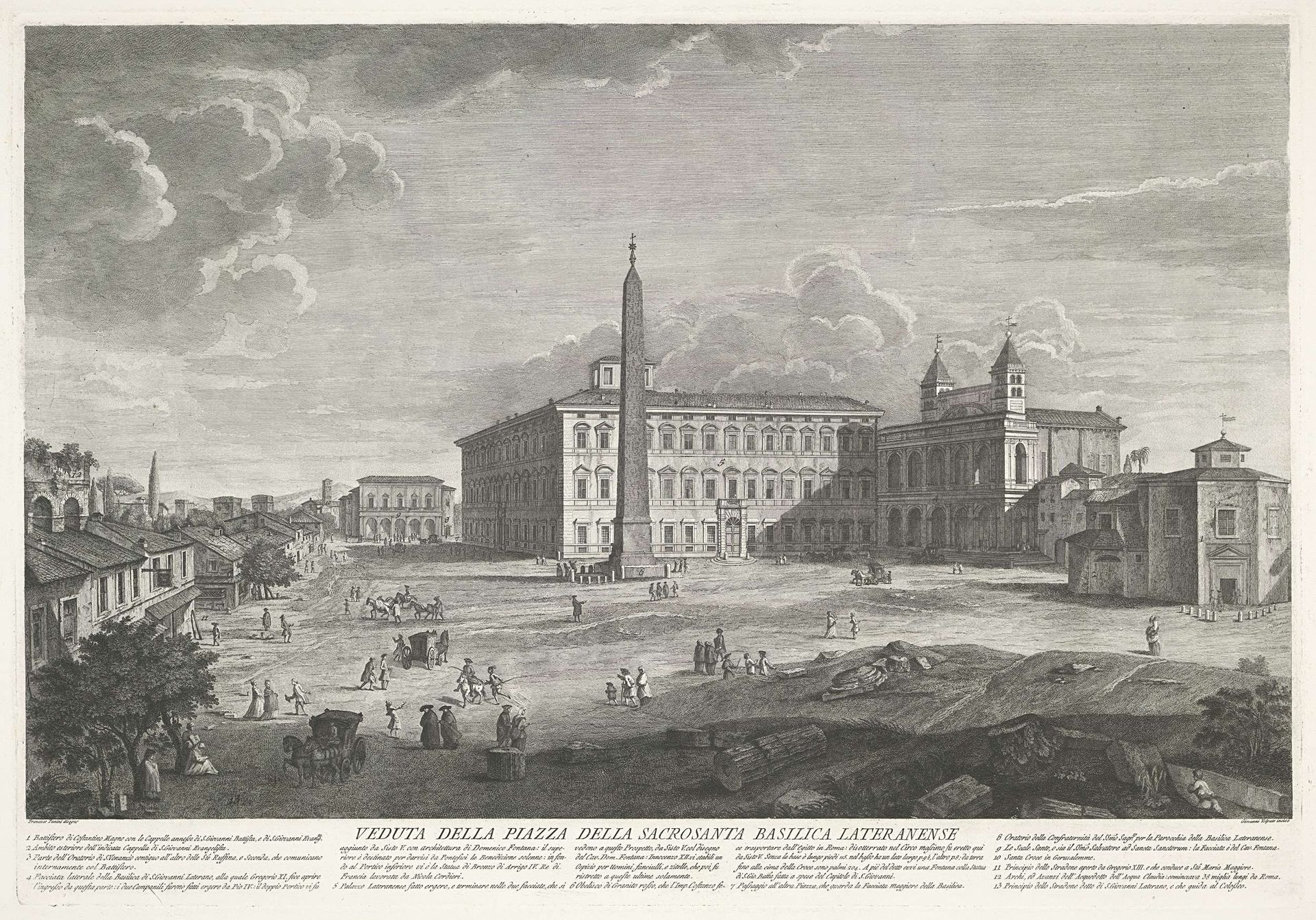 Gezicht op het Lateraan te Rome met de Sint-Jan van Lateranen by Giovanni Volpato