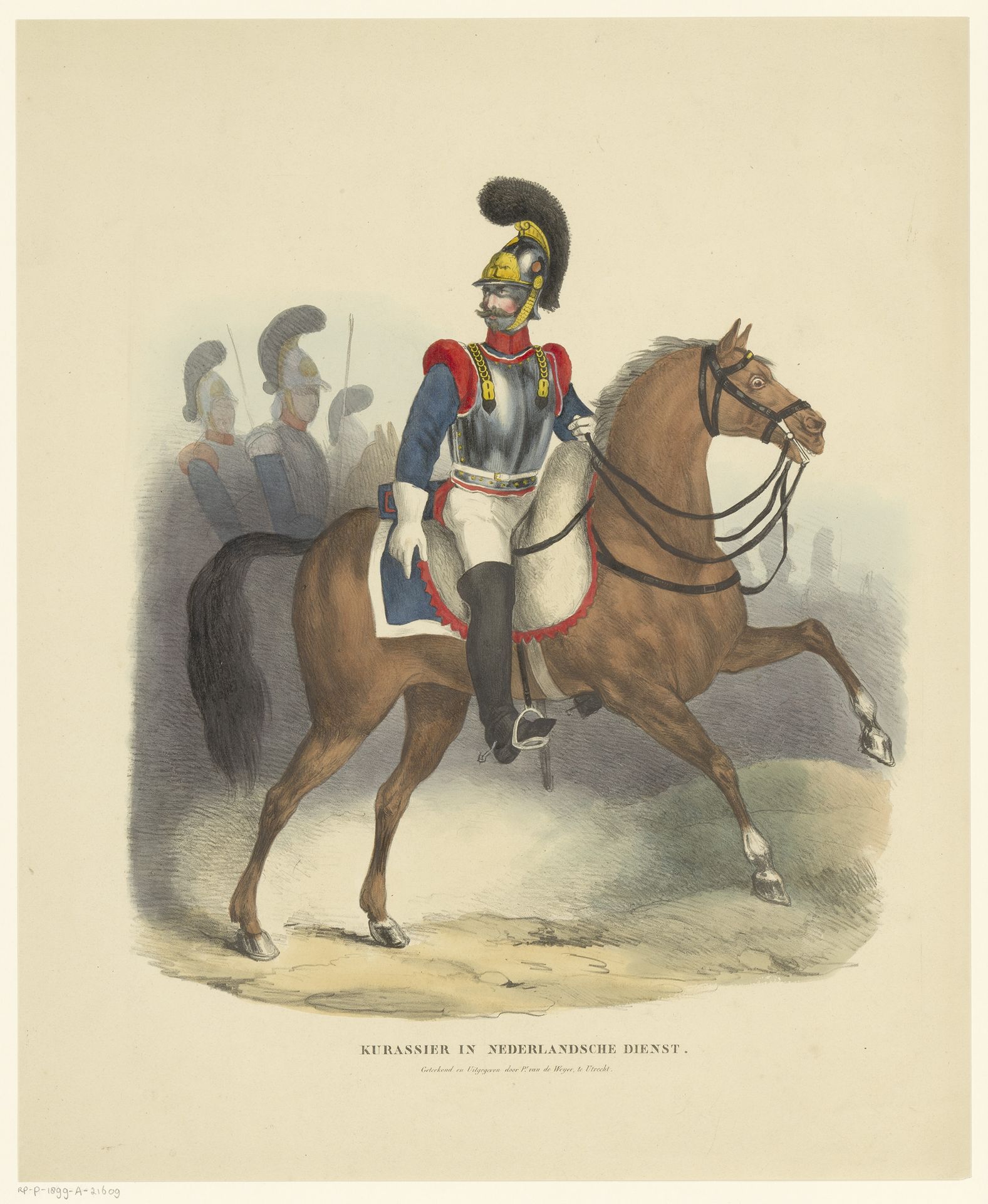 Cavaleriesoldaat met borstharnas te paard by Pieter Wilhelmus van de Weijer