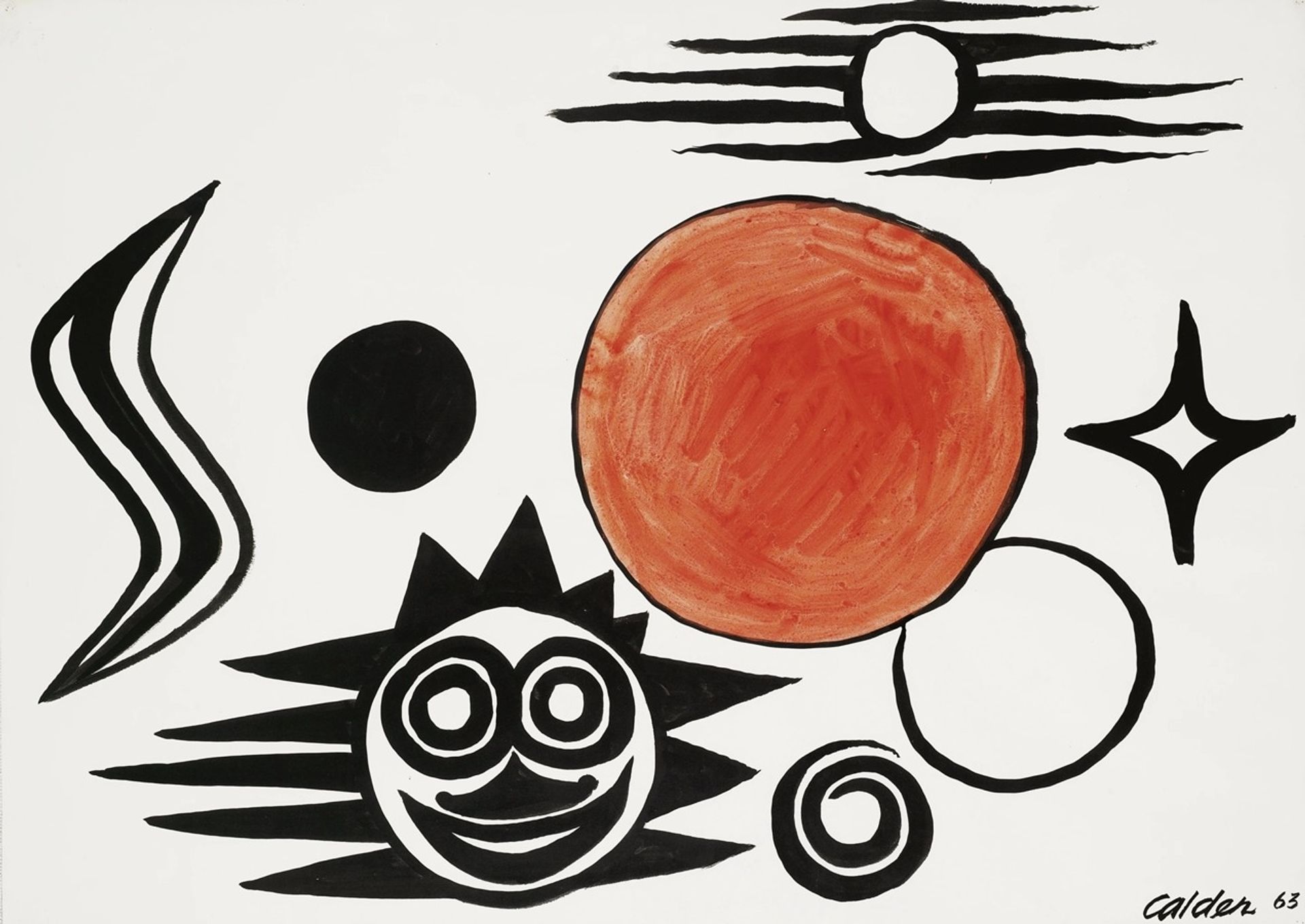 Soleil rouge et figure noire by Alexander Calder