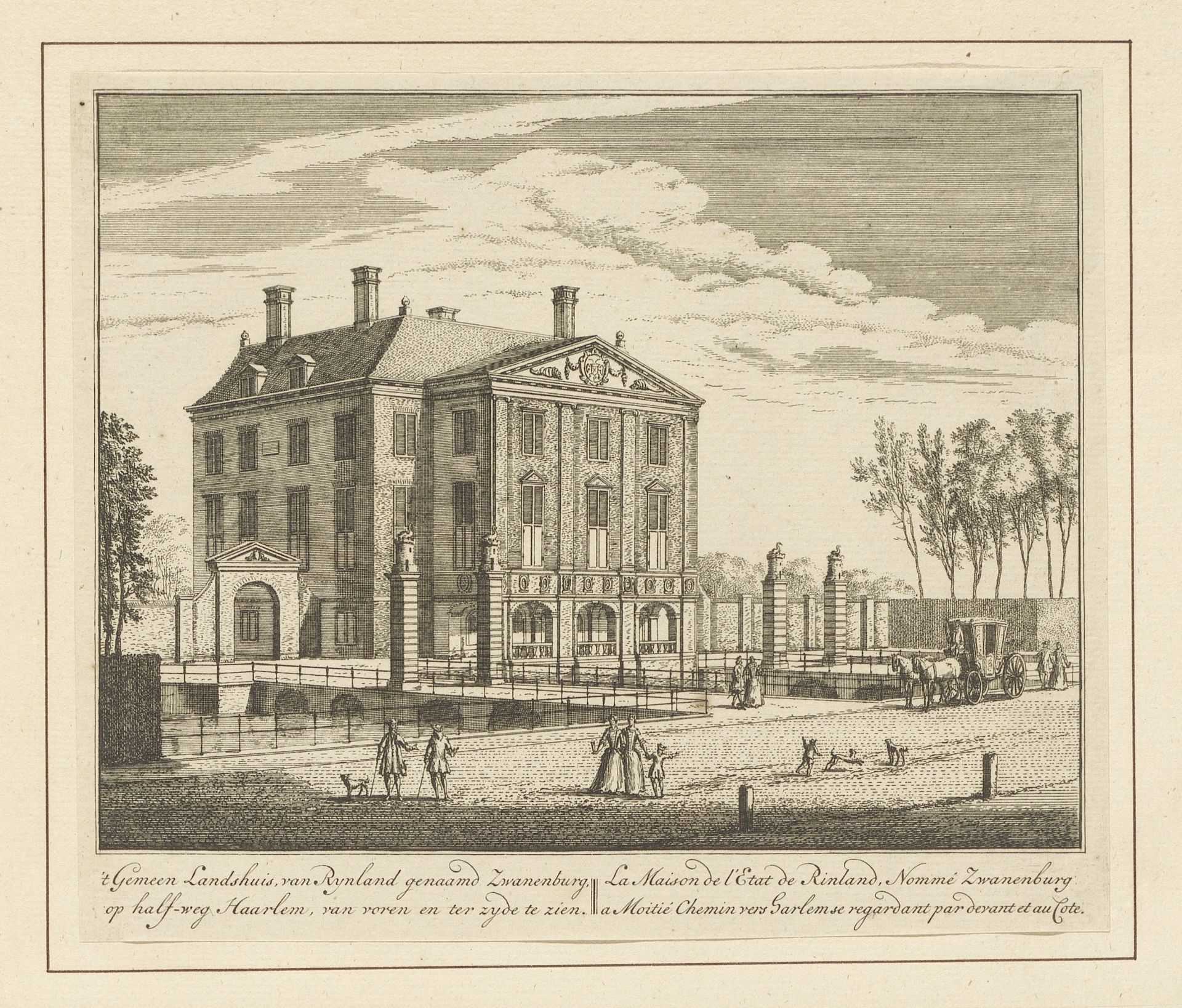 Gezicht op Huis Zwanenburg te Halfweg by Abraham Rademaker