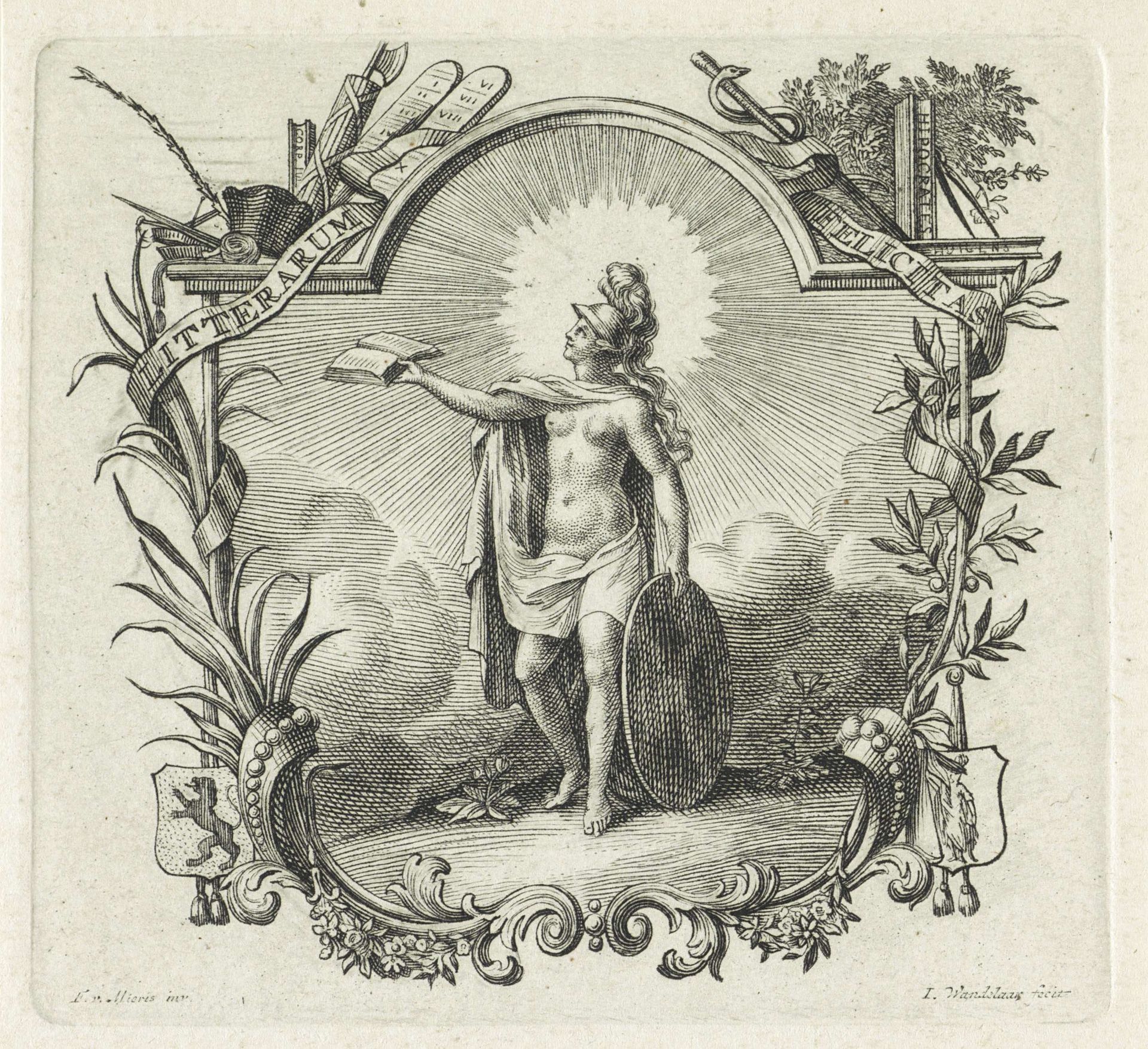 Vignet met Minerva by Jan Wandelaar