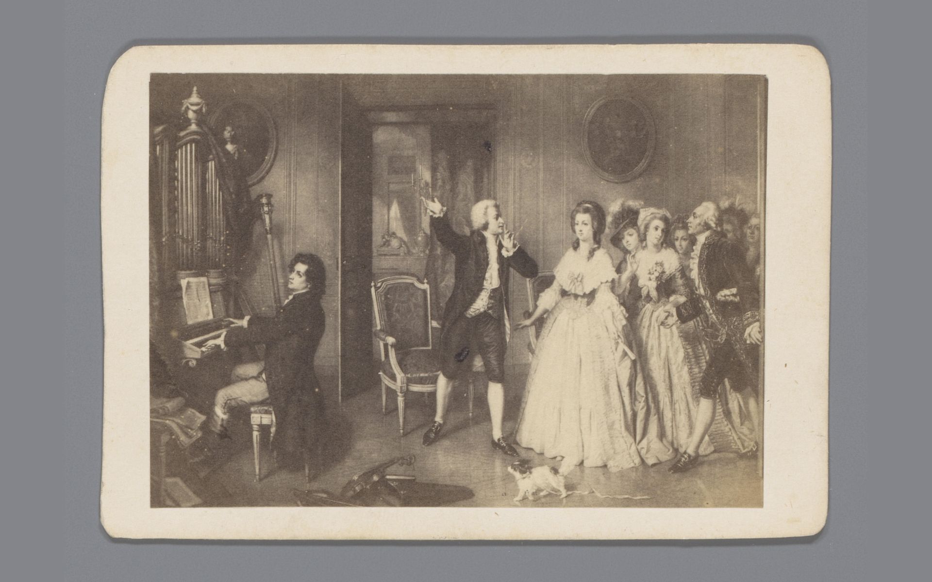 Fotoreproductie van een prent van Paul Allais naar het schilderij getiteld Beethoven chez Mozart door H. Merle by Anonymous