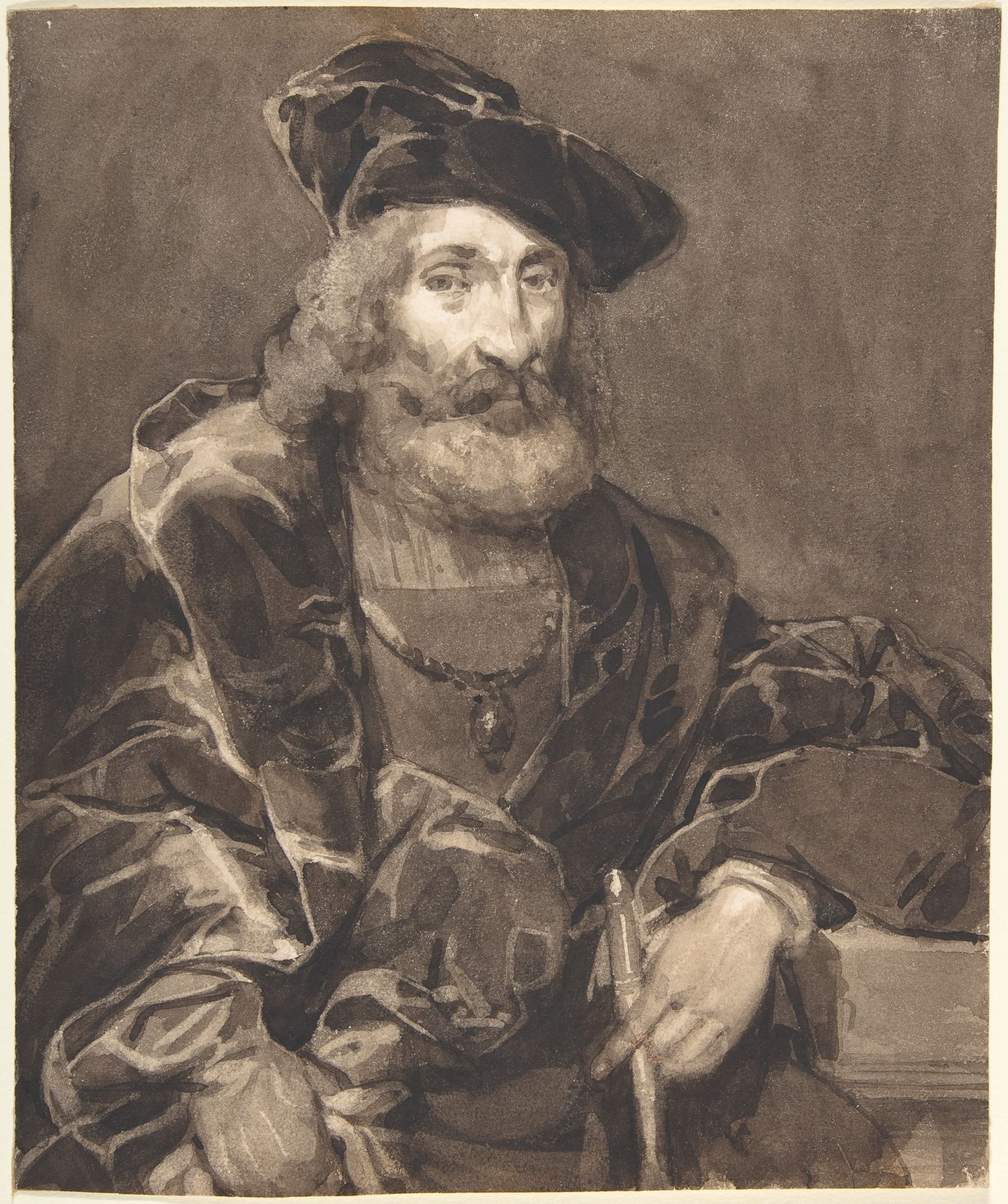 Half-length Portrait of a Bearded Man in Historical Dress by Richard Parkes Bonington