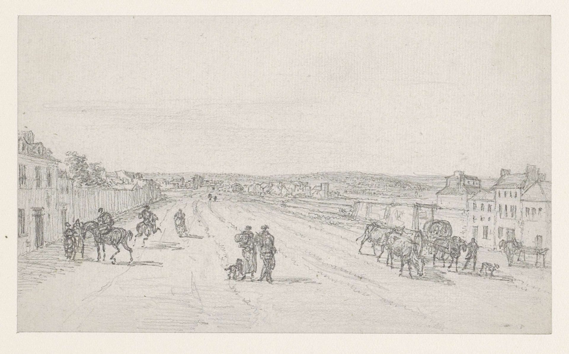 Landweg naar de stad by Georges Michel