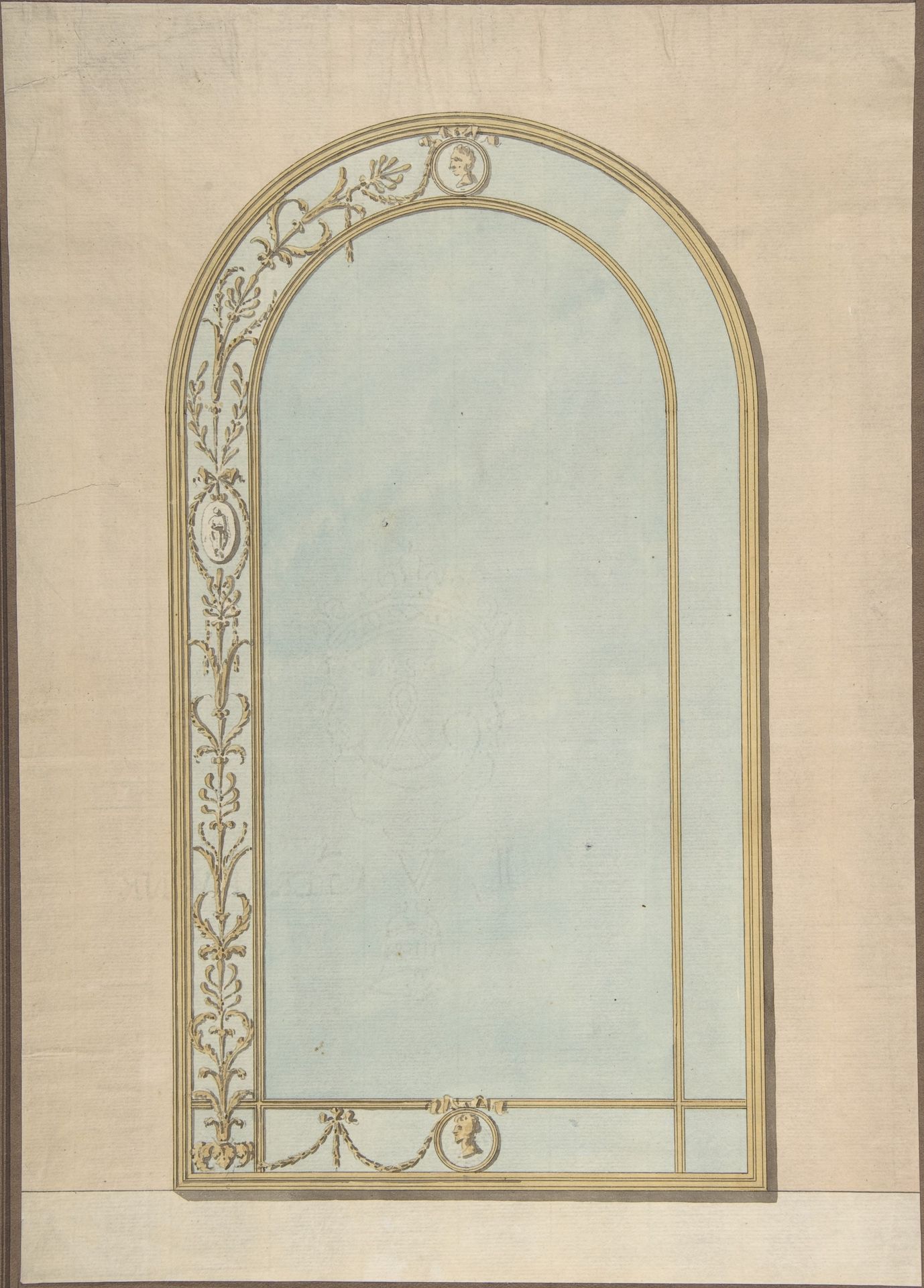 Design for a a Mirror with a Rounded Top by John Yenn