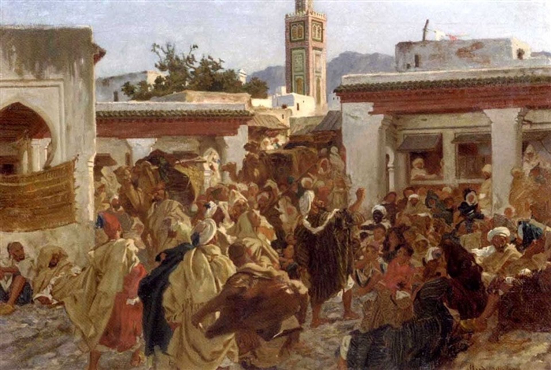 Moroccan street scene (study for The Moroccan storyteller) by Alfred Dehodencq