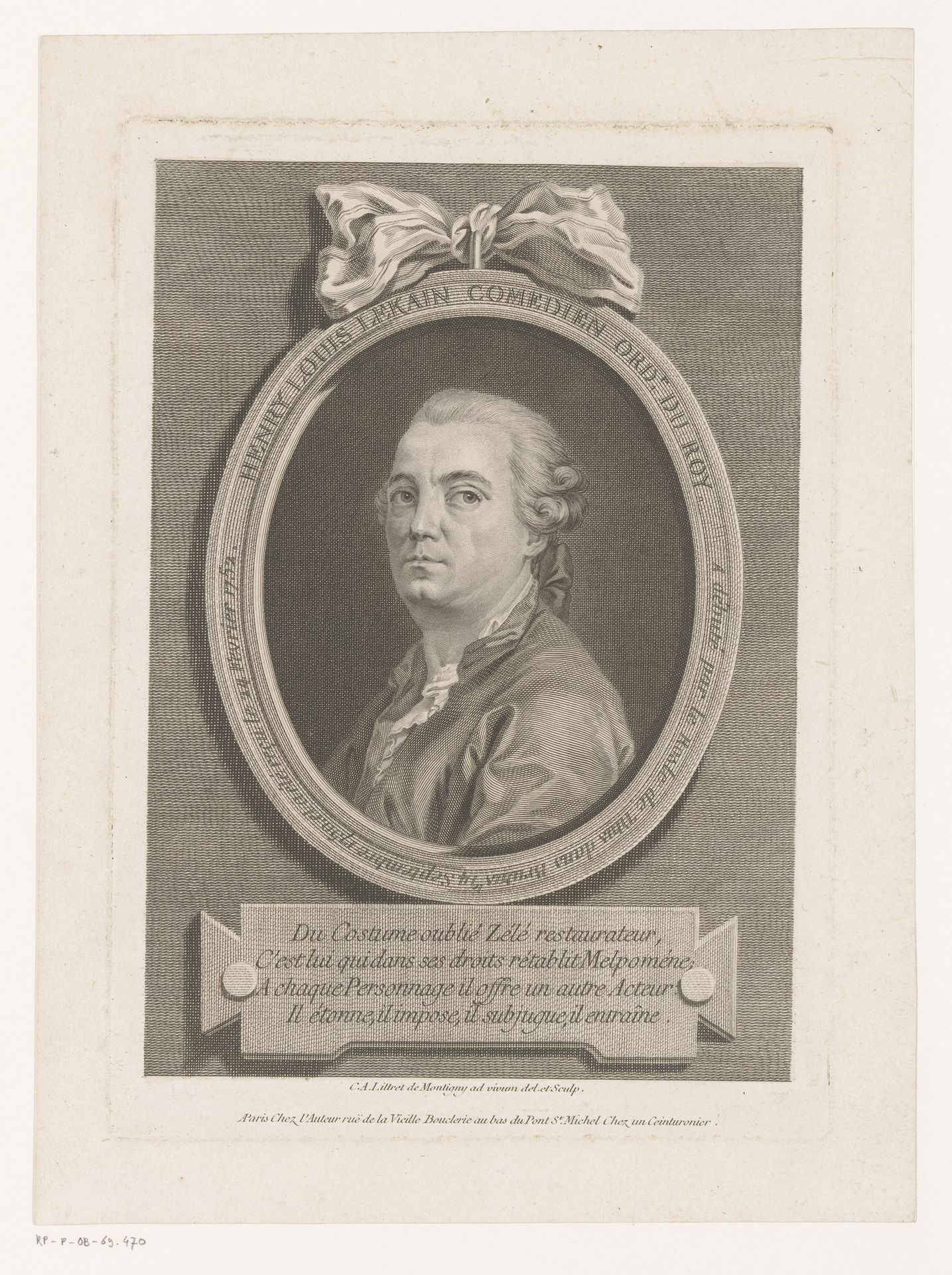 Portret van Lekain by Claude-Antoine Littret de Montigny