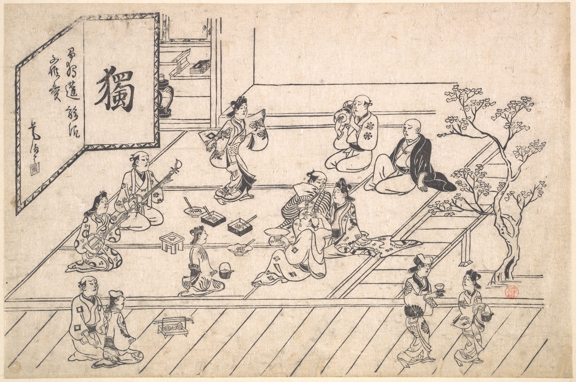 Interior Scene in the Yoshiwara by Hishikawa Moronobu 菱川師宣